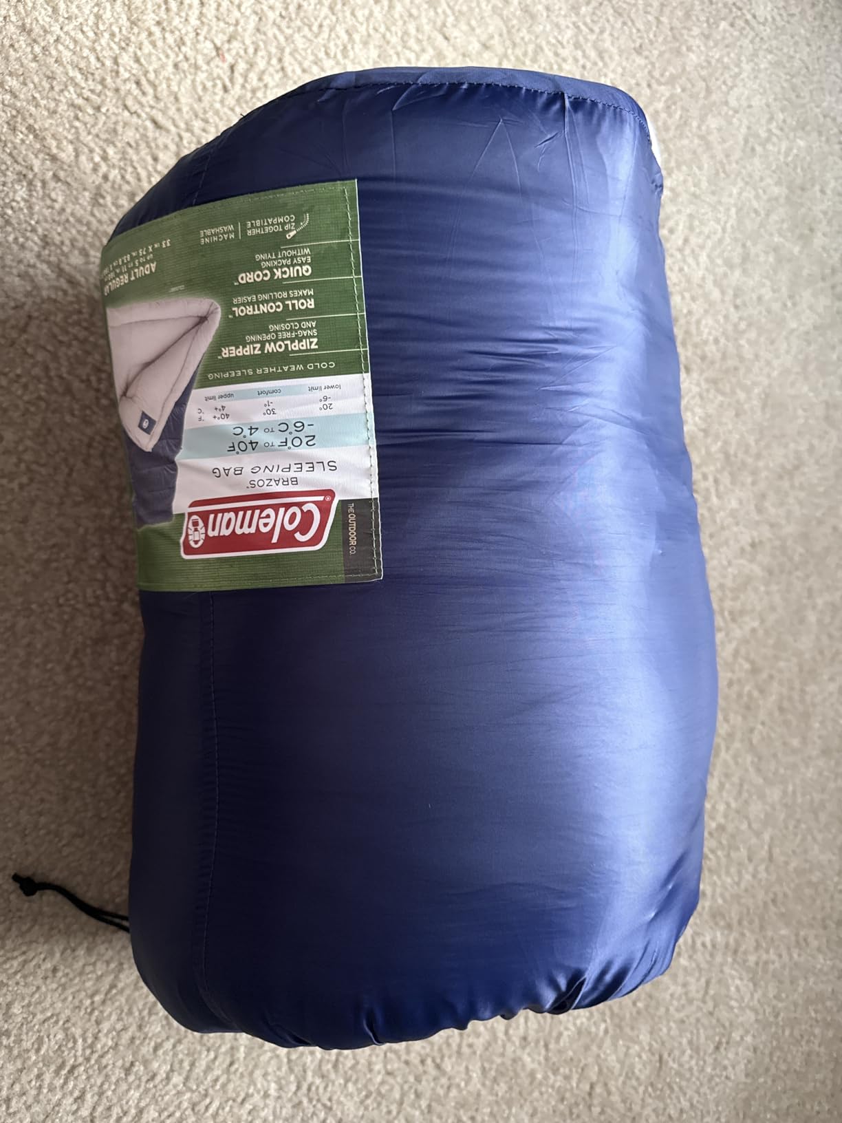 Coleman Brazos 20/30°F Adult Cool-Weather Sleeping Bag with No-Snag Zipper & Stuff Sack, Machine Washable customer photo 1