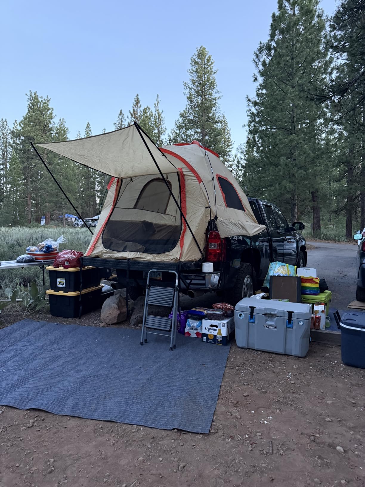 Pickup Truck Tent with Awning Shade, Waterproof PU5000mm Oxford for 5.5-6.3 FT Truck Bed for Camping Travel Outdoor Activities for Chevy Silverado 1500, Ram 1500/Dakota, F150, GMC 1500, Titan, Tundra customer photo 2