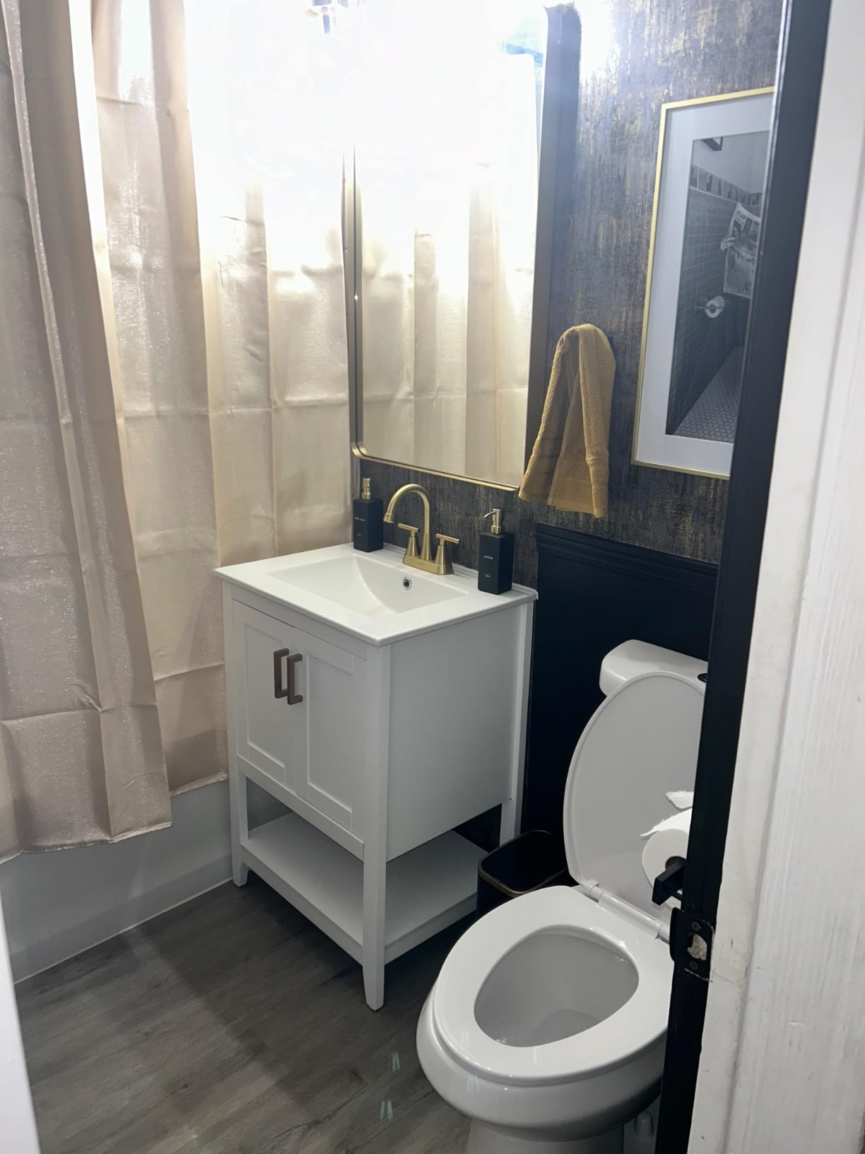 Yaheetech 24 Inch Freestanding Bathroom Vanity with Ceramic Sink, White | Bathroom Sink Cabinet for Small Bathrooms, 2-Door with Open Shelf Storage, MDF Frame, Raised Legs for Easy Floor Cleaning customer photo 1