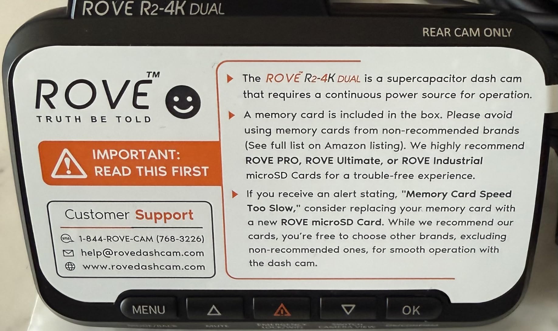 ROVE R2-4K Dual Dash Cam Front and Rear, STARVIS 2 Sensor, Free 128GB Card | 4K Upscaled Front + FHD Rear Recording, 5.8GHz WiFi, 20MB/s Download Speed, App, GPS, 3