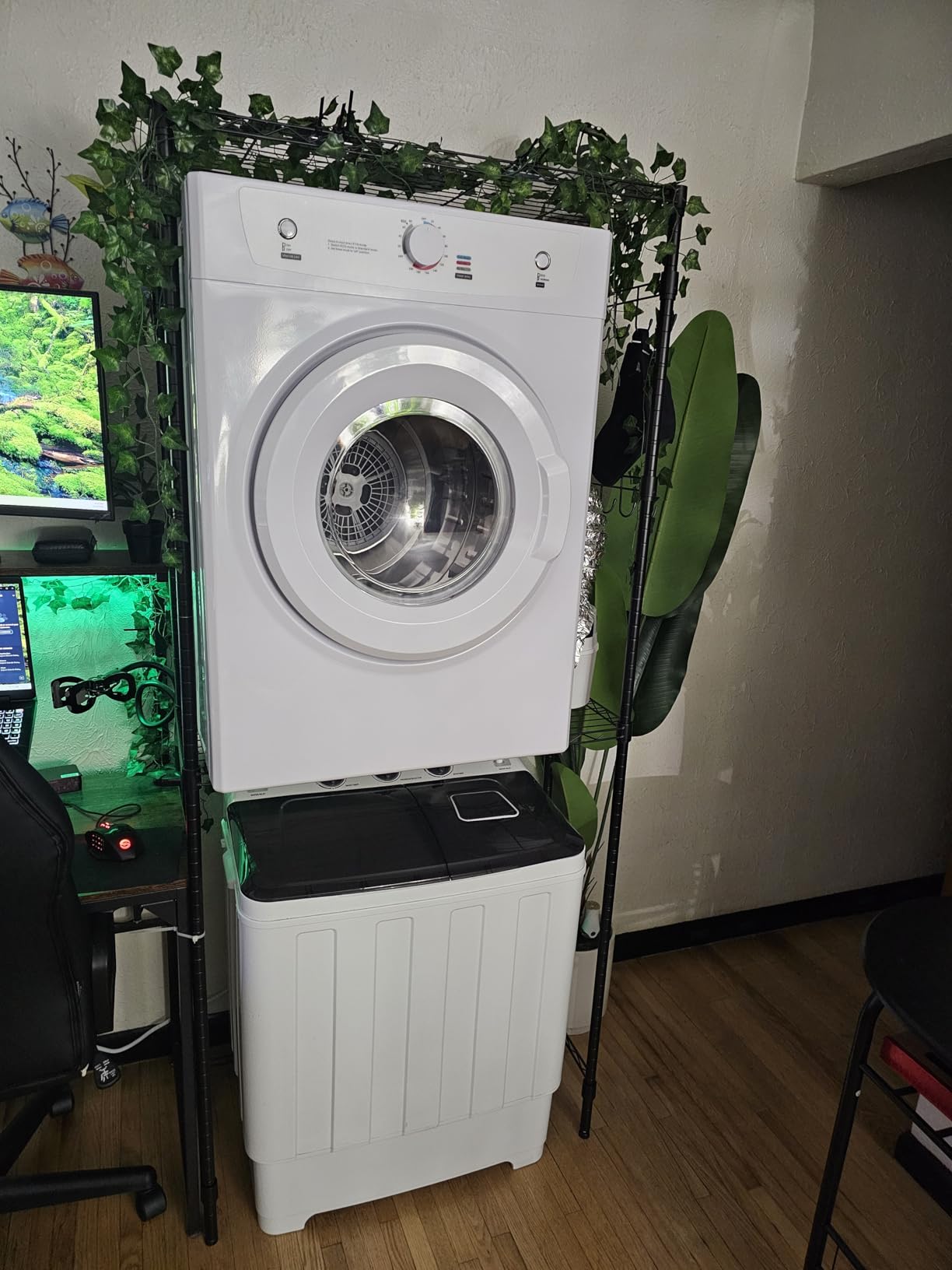 Euhomy Dryer, 3.5 Cu. Ft. 1500W Clothes Dryer, Stainless Steel Tumble Dryer with Exhaust Hose for Home, Apartment, Dorm, White customer photo 1