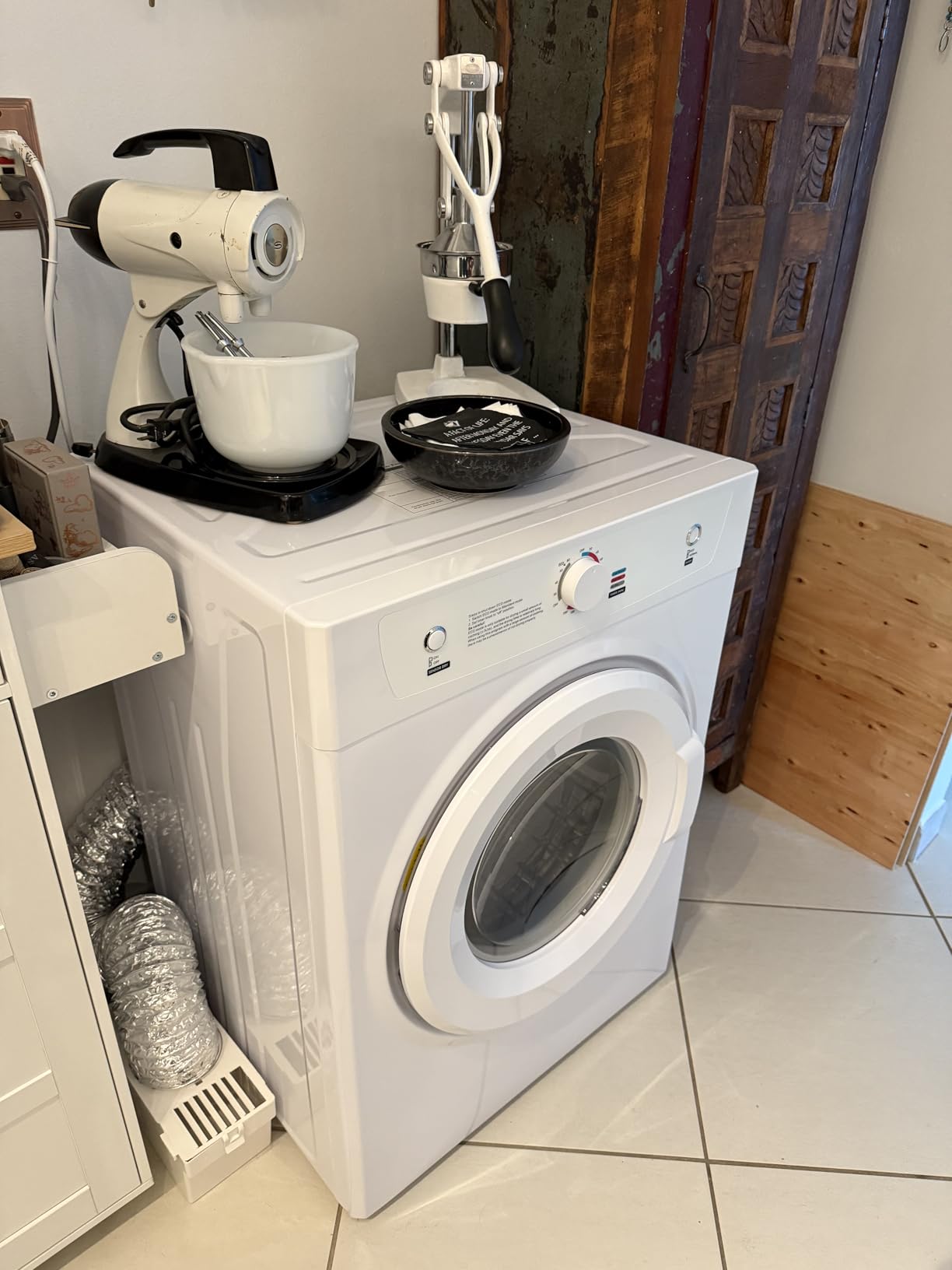 Euhomy Dryer, 3.5 Cu. Ft. 1500W Clothes Dryer, Stainless Steel Tumble Dryer with Exhaust Hose for Home, Apartment, Dorm, White customer photo 2