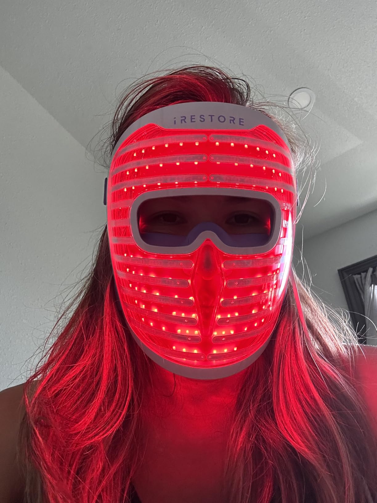 iRestore LED Face Mask for Youthful Skin, Red Light Therapy for Face, Red, Blue & Infrared Therapy for Wrinkles, Fine Lines, Dark Spots with 360 LEDs, Skincare Device for Women & Men customer photo 1