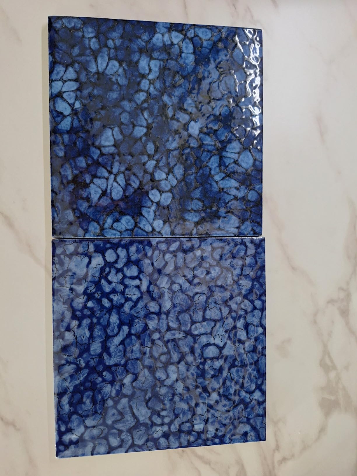 20 PCS Porcelain Swimming Pool Waterline Tile, 6 x 6 Blue Glazed Tile for Pool Floor Kitchen Backsplash Bathroom (5 Sq.Ft) customer photo 2