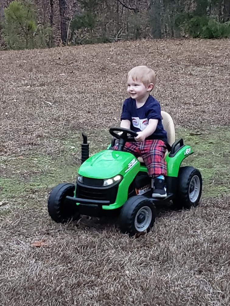 ARBELI 24V Ride On Tractor w/2.4G Remote Control, Tiltable Trailer, Green | 2x75w motors, EVA tires, detachable trailer, bluetooth music, 24v ride on toys for kids ages 2-5, ideal for backyards/parks customer photo 2