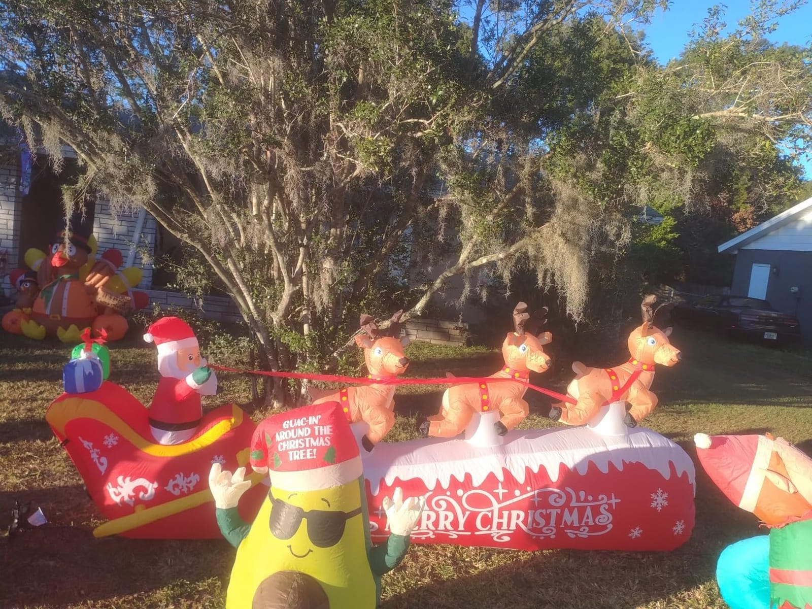 12 FT Christmas Inflatable Santa Claus on Sleigh with 3 Reindeers Outdoor Decorations, Giant Christmas Blow Up Yard Decorations with Bright LED Lights for Lawn Street Garden Xmas Holiday Party customer photo 1