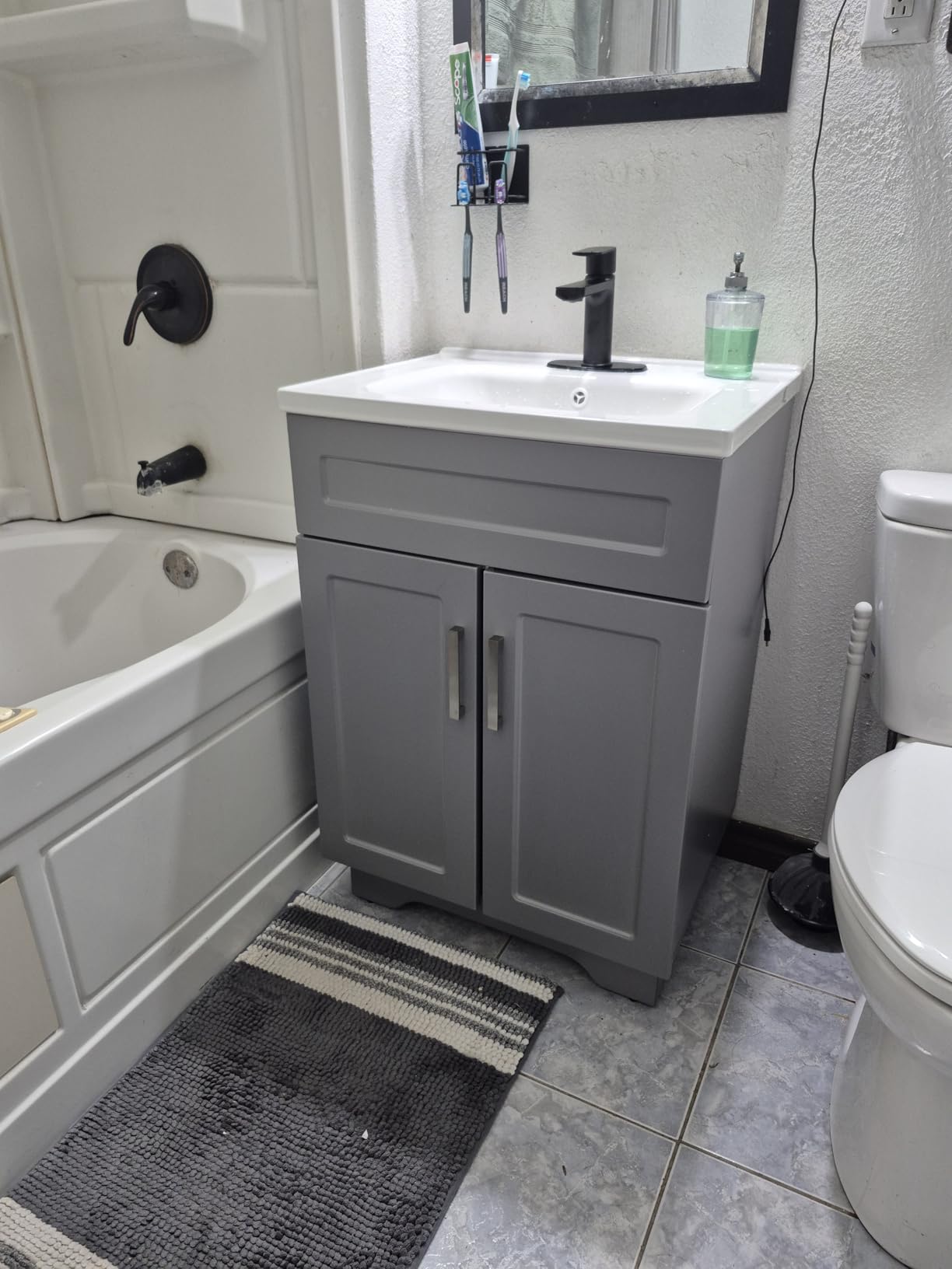Smhxo Bathroom Vanity with Ceramic Sink, Bathroom Vanity Cabinet with 2 Doors, 24 Inches Wooden Cabinet with Sink, White customer photo 1