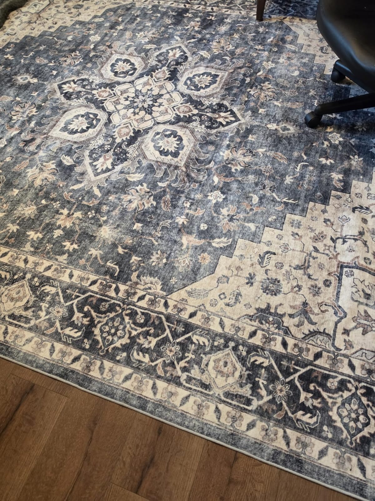 AMADA HOMEFURNISHING 8x10 Washable Area Rug, Low-Profile with Non-Slip Backing & Durable Edge Binding, Vintage Large Rugs for Living Room, Bedroom, Dining Room, Blue customer photo 1