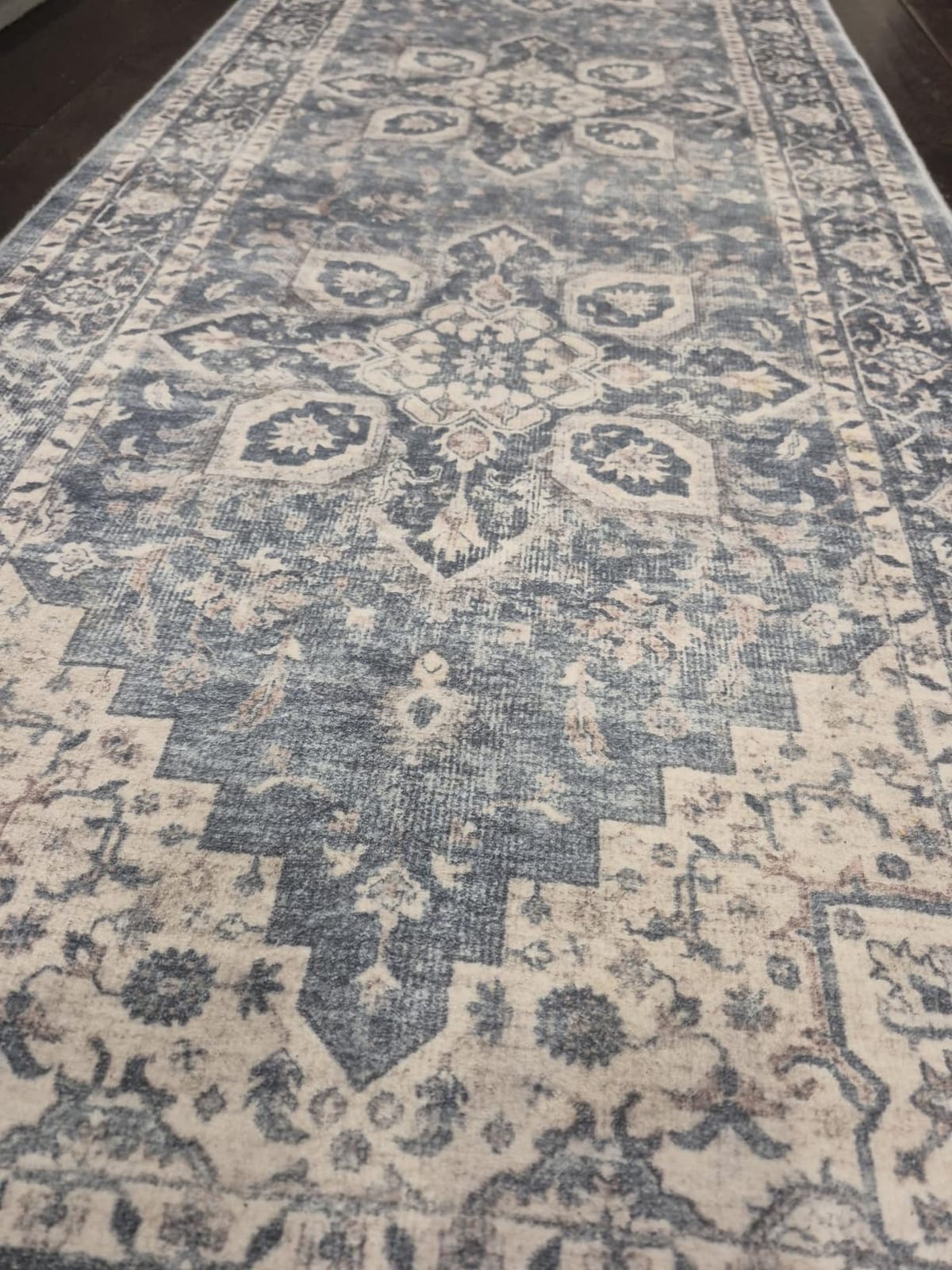 AMADA HOMEFURNISHING 8x10 Washable Area Rug, Low-Profile with Non-Slip Backing & Durable Edge Binding, Vintage Large Rugs for Living Room, Bedroom, Dining Room, Blue customer photo 2