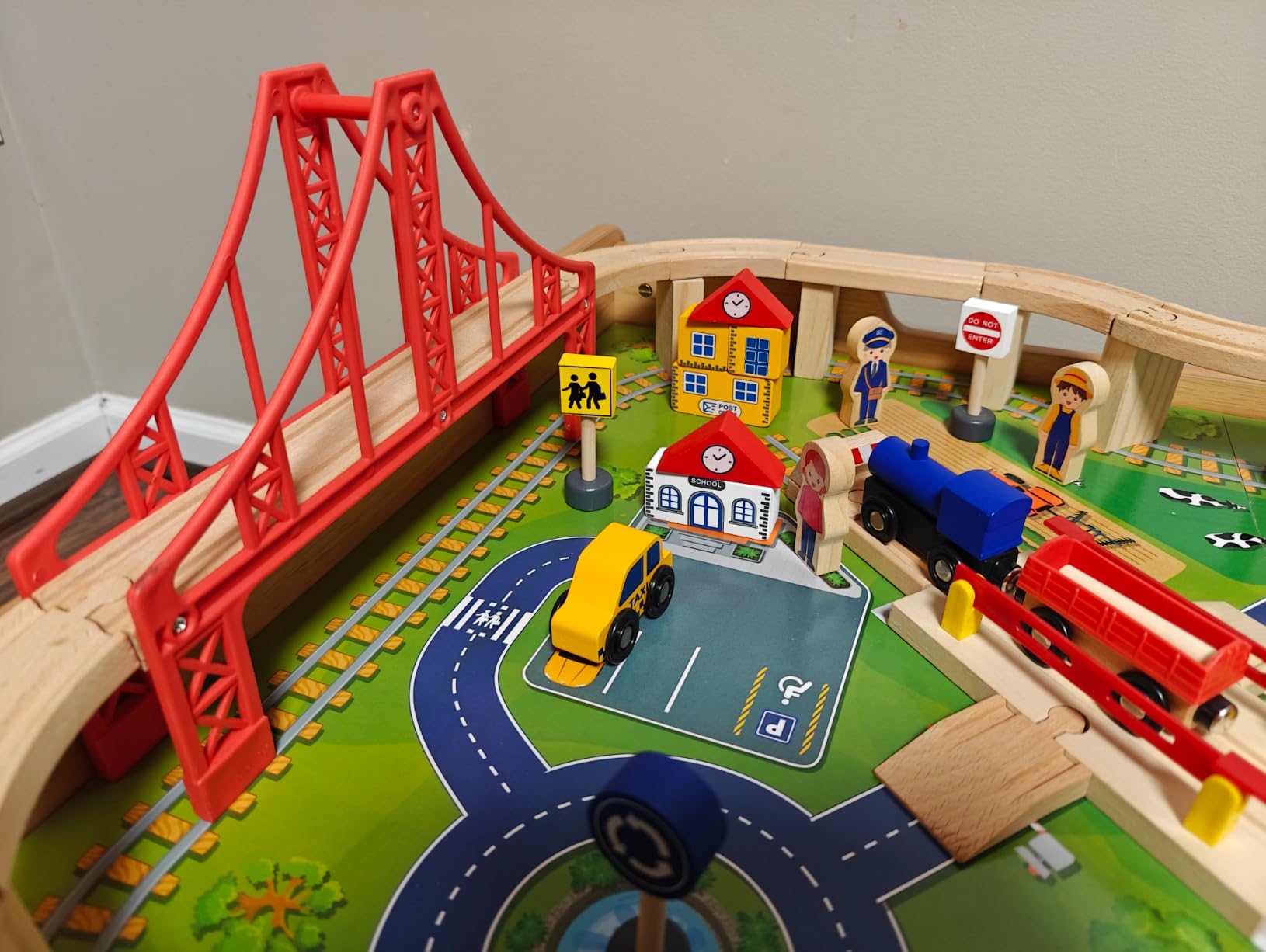 Train Table, Kids Play Table w/100 Multicolor Pieces, Storage Drawer, Train Set for Toddler w/Tracks, Trains, Cars, Gift for Boys and Girls Ages 3+ Years customer photo 1