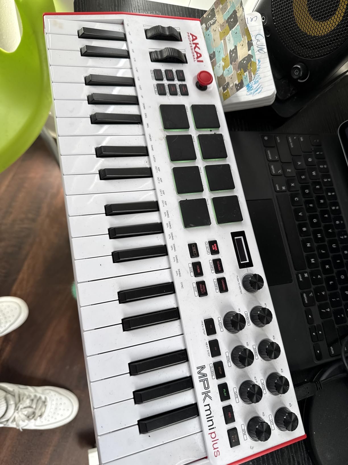 Akai Professional MPK Mini Plus 37-Key USB MIDI Keyboard Controller, White | Velocity-Sensitive Mini Keys, 8 MPC Pads, 64 Step Sequencer, MIDI/CV/Gate I/O, Software Suite Included, for Beat Makers customer photo 1