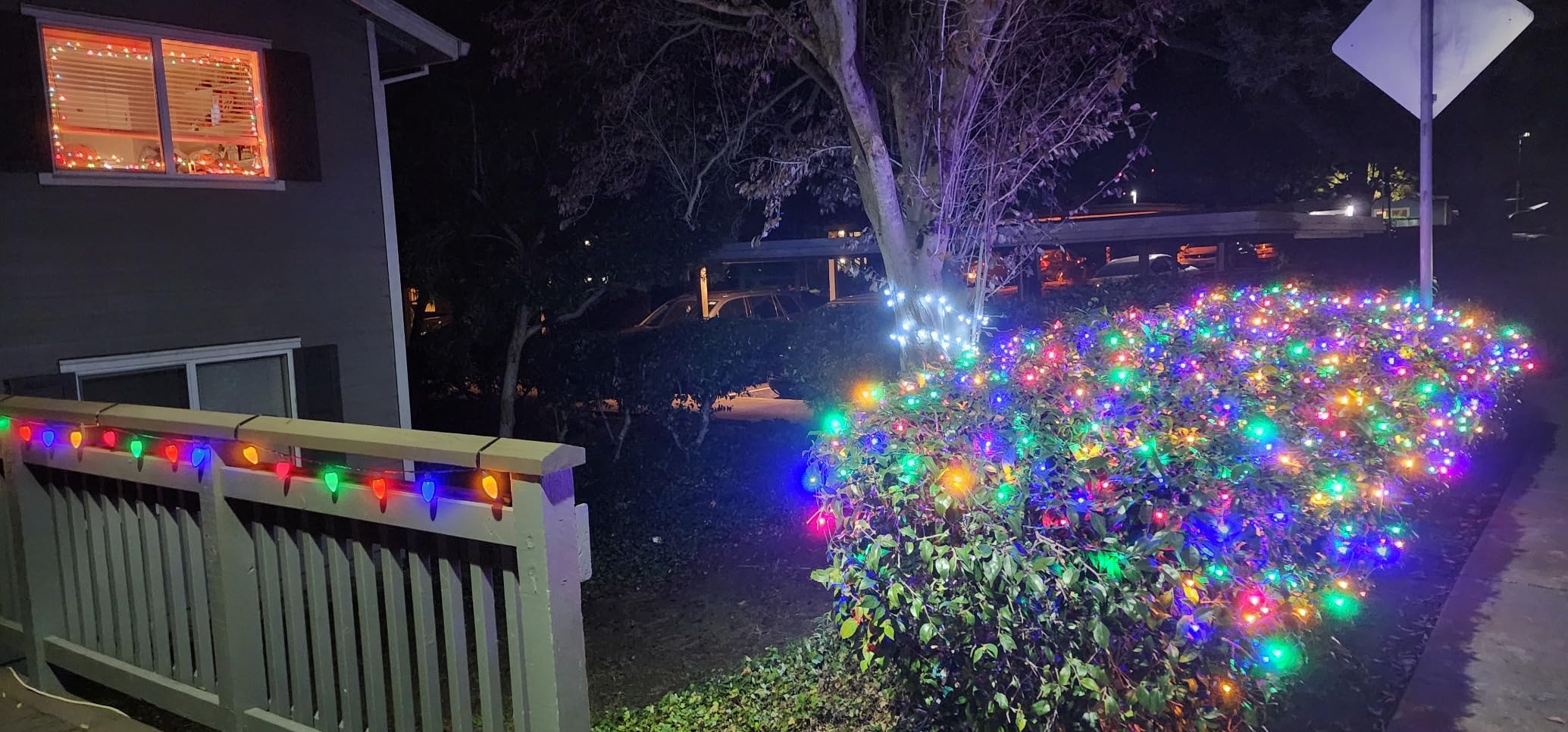 Dirnun Led Christmas Net Lights Outdoor Christmas Lights Multicolor 160LED 5ftx7ft, Waterproof Outdoor Indoor Fairy Mesh Net Light for Xmas Party, Yard, Patio, Trees, Shrubs, Bushes Decorations customer photo 1