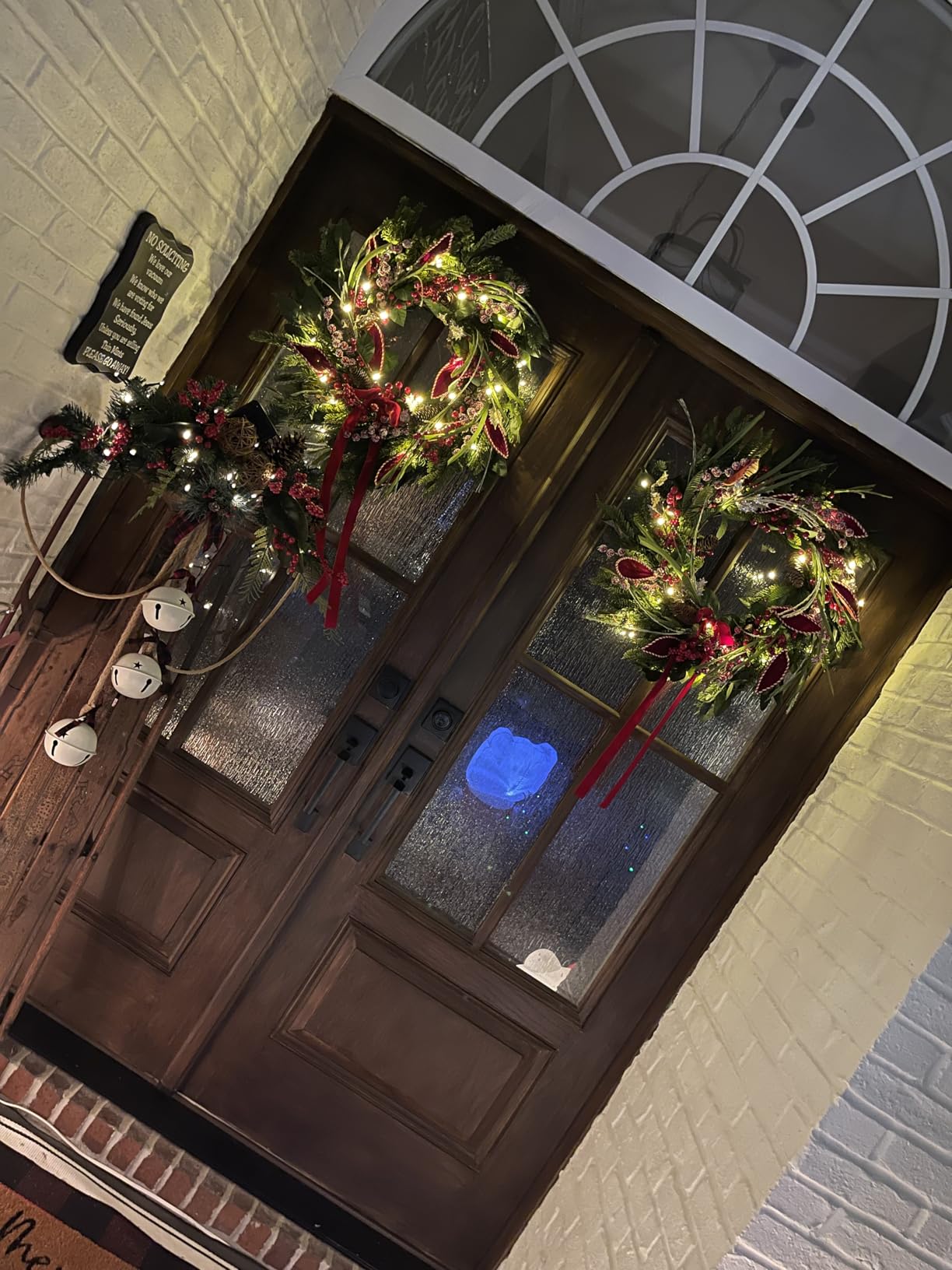 Christmas Wreath with Lights, Outdoor Pre-lit Christmas Wreaths for Front Door - 24 Inch Xmas Door Wreath with Pine Needles Pine Cones and Red Berries - Farmhouse Home Christmas Decorations customer photo 2