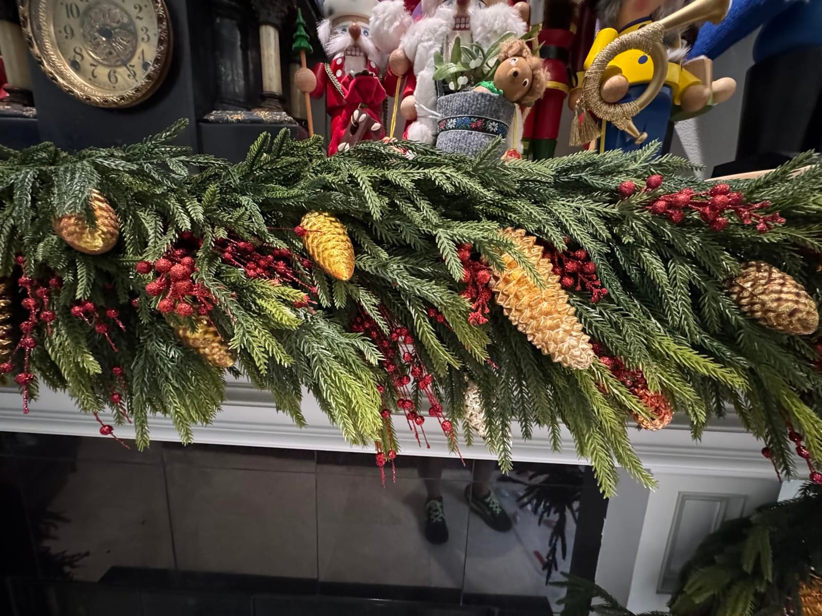 N&T NIETING 9FT Christmas Norfolk Pine Garland Real Touch Artificial Greenery Garlands Faux Winter Garland for Mantle Fireplace Table Stair Front Door Indoor Outdoor Holiday Xmas Decorations (1 Pcs) customer photo 1