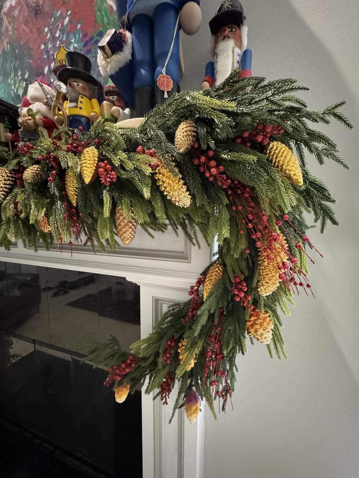 N&T NIETING 9FT Christmas Norfolk Pine Garland Real Touch Artificial Greenery Garlands Faux Winter Garland for Mantle Fireplace Table Stair Front Door Indoor Outdoor Holiday Xmas Decorations (1 Pcs) customer photo 2