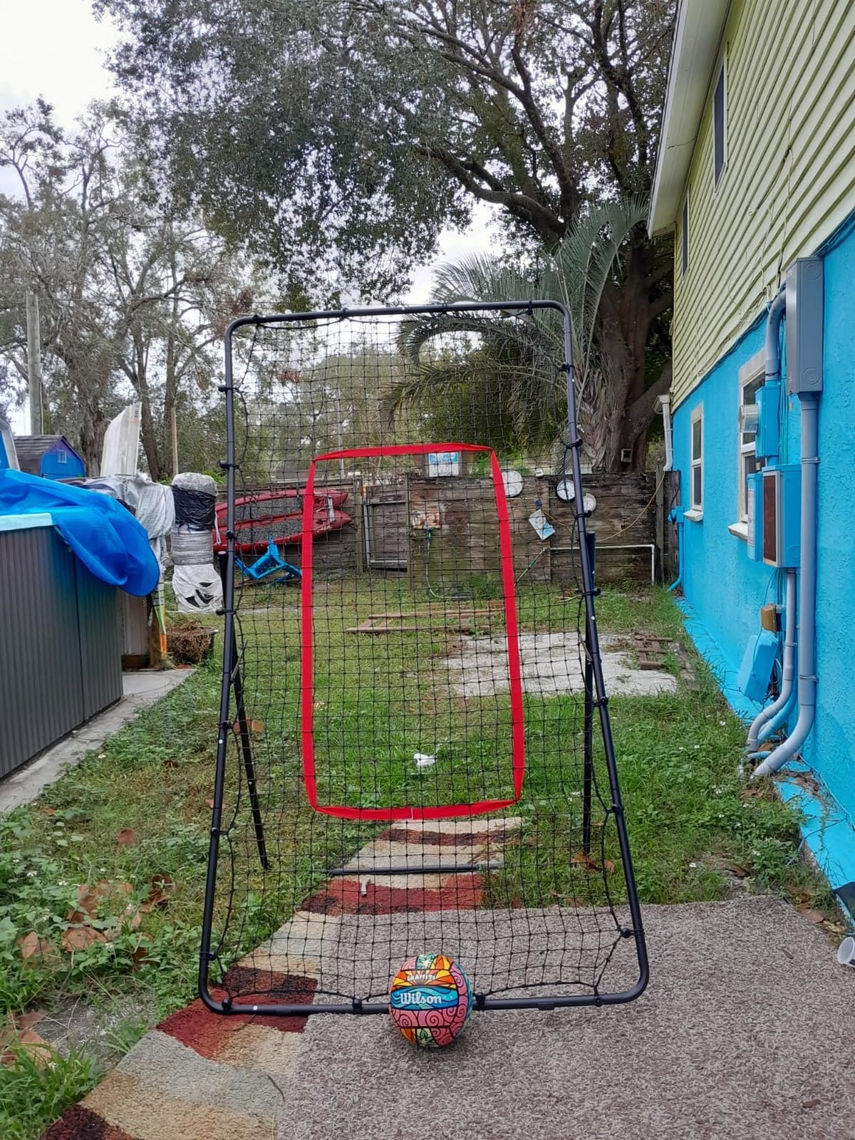OGEMXU 7x4 FT Adjustable Volleyball Rebounder Net, Black | 5 Angle Bounce Back Training Equipment for Practicing Volleying, Bumping, Spiking, ideal for Lacrosse, Baseball, Soccer customer photo 2