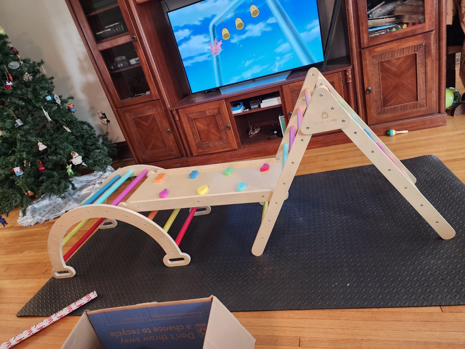 Tiny Land Pikler Triangle Set, 7-in-1 Foldable Climbing Toys Set for Kids | Baby Indoor Playground Jungle Gym, Wooden Montessori Climbing Set for Toddler, Ideal Gift for Kids (Rainbow) customer photo 2