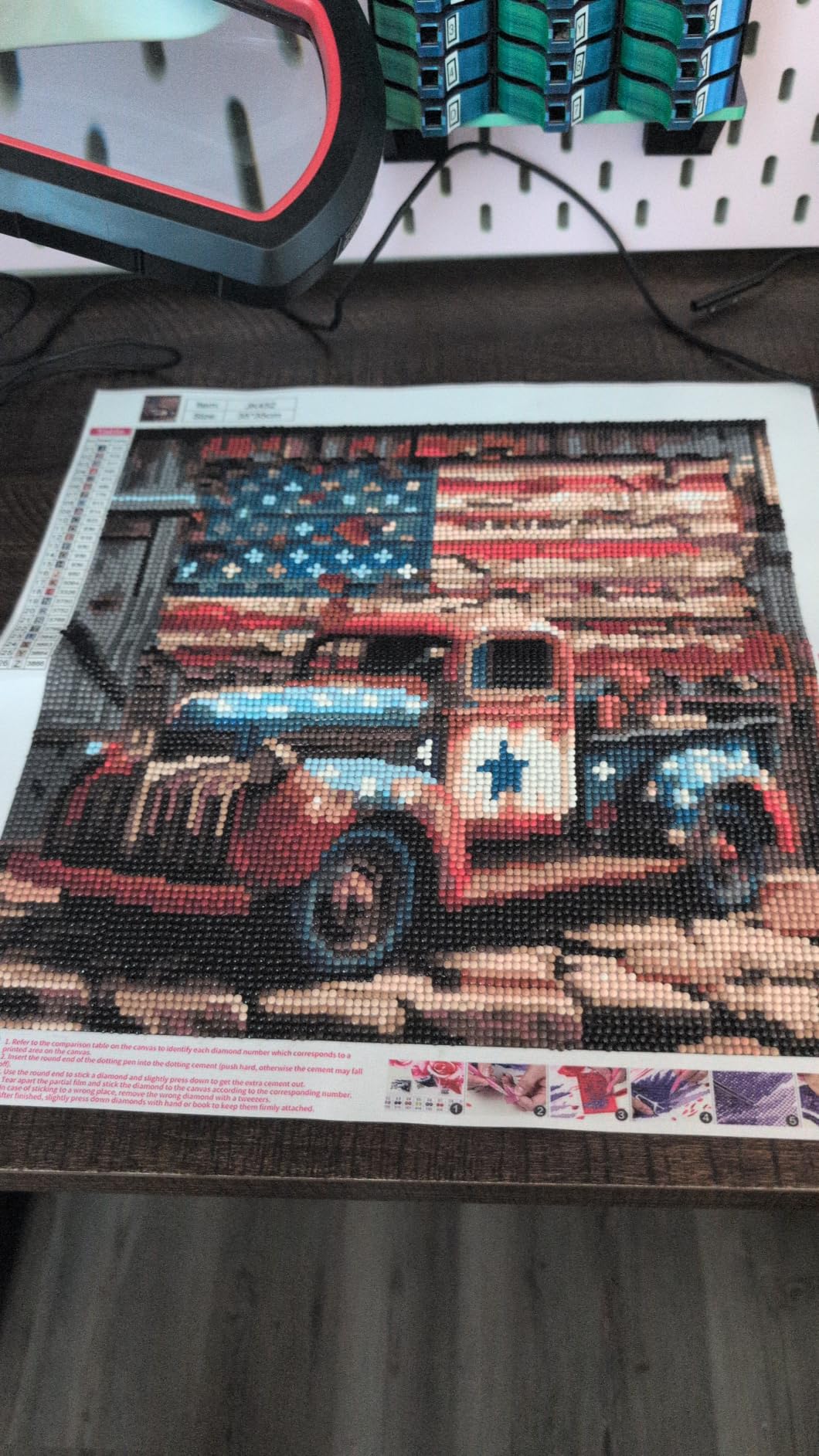 CHWGLFGG 5D Truck Diamond Art Kits for Adults Beginners 13.7x13.7inch | American Flag Diamond Painting Kit, DIY Full Round Drill Paint by Diamonds Dot Gem Art for Adult, Home Wall Decor customer photo 1