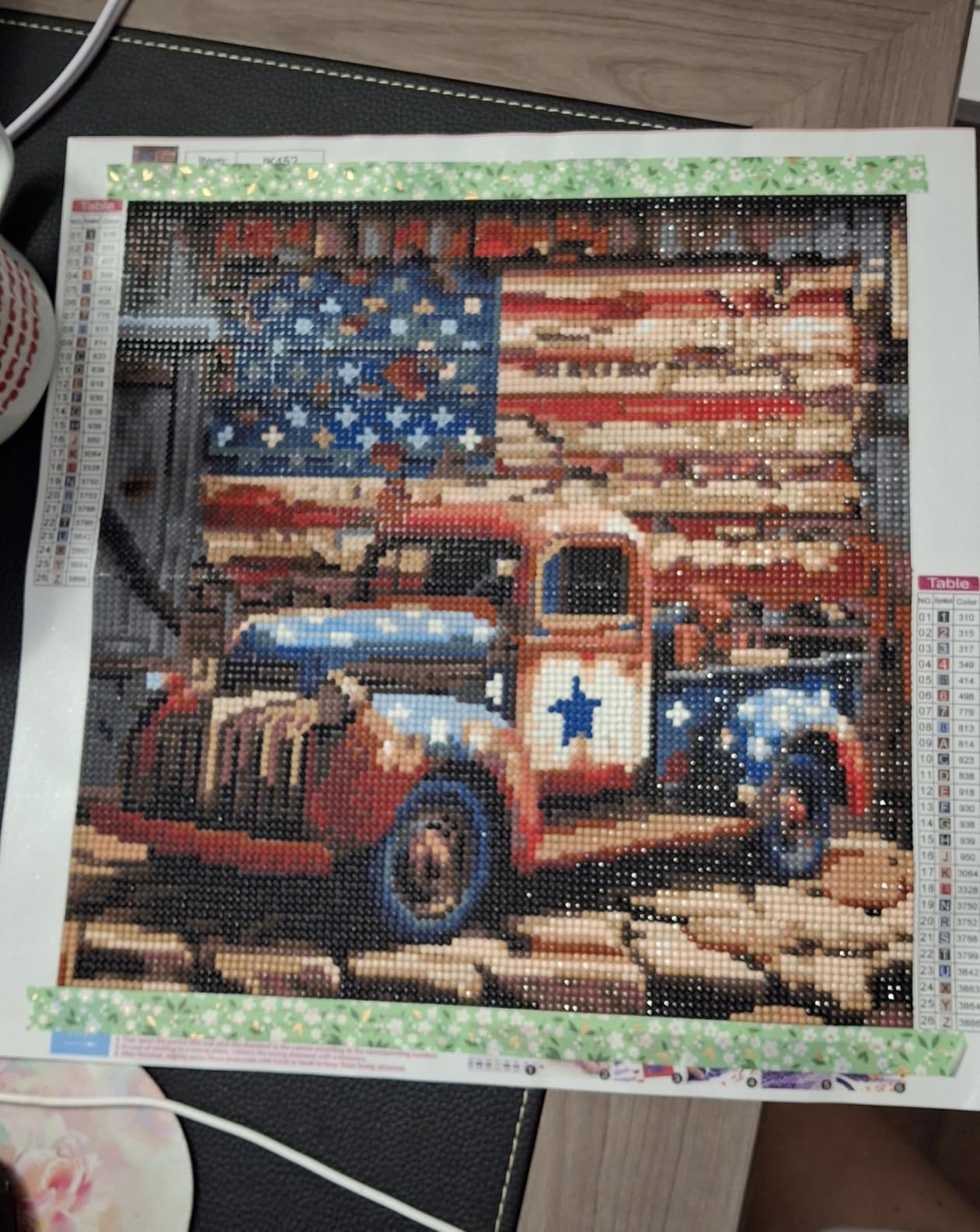 CHWGLFGG 5D Truck Diamond Art Kits for Adults Beginners 13.7x13.7inch | American Flag Diamond Painting Kit, DIY Full Round Drill Paint by Diamonds Dot Gem Art for Adult, Home Wall Decor customer photo 2