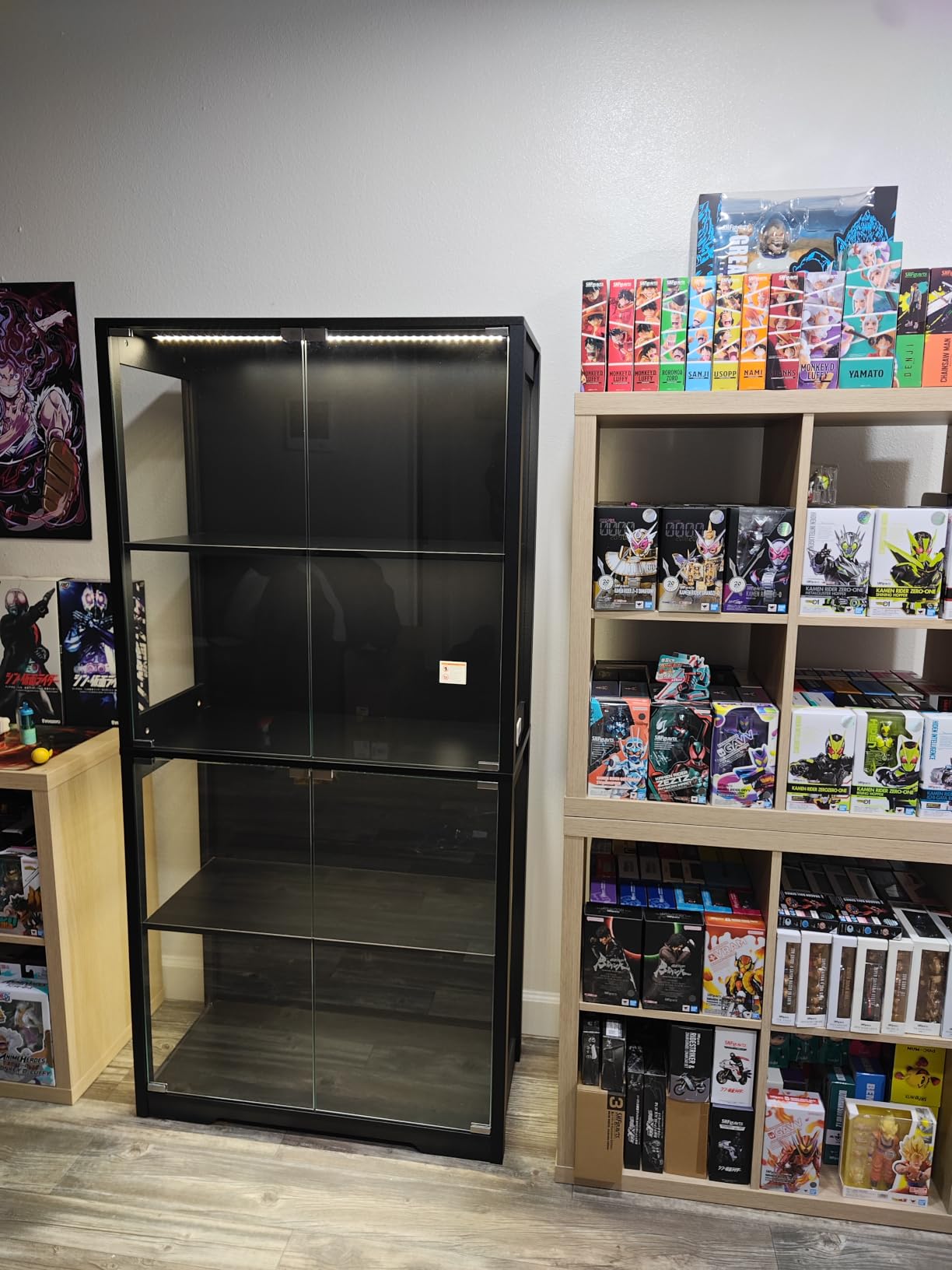 BROTTAR Display Cabinet with Glass Doors, 4-Tier Display Case, Black | Curio Cabinet with 3 Color Lights for Collectibles, Storage Cabinets with Human Body Sensor customer photo 2