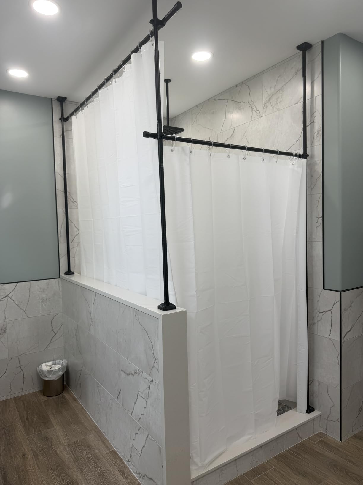 SUNALLY Room Divider for Separation 28-114in(W) Privacy Wall Divider, Black | No Drilling Curtain Rod 4-10ft(H) Adjustable, Floor to Ceiling Room Separator Freestanding Tension Rod for Space Partition customer photo 2