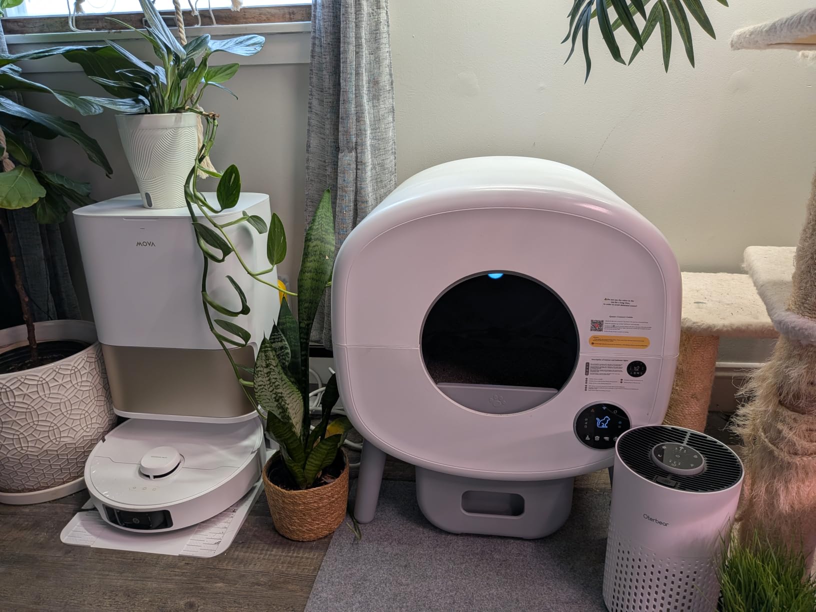 Cumrige Automatic Litter Box,Safety Sensor,App Control,95L Large Capacity | Detachable waste trays ,Self cleaning litter box for Multiple Cats,Safety Protection, 2 Roll Garbage Bags,White & Grey customer photo 2