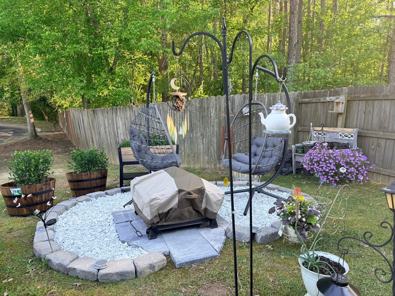 Egg Chair Outdoor with Stand, Indoor Wicker Hanging Egg Swing, Grey | Patio Swinging Chair with Thick Cushion, Egg Shaped Swing for Bedroom Porch Balcony, Rattan Hammock Chairs 370 LBS Capacity customer photo 1