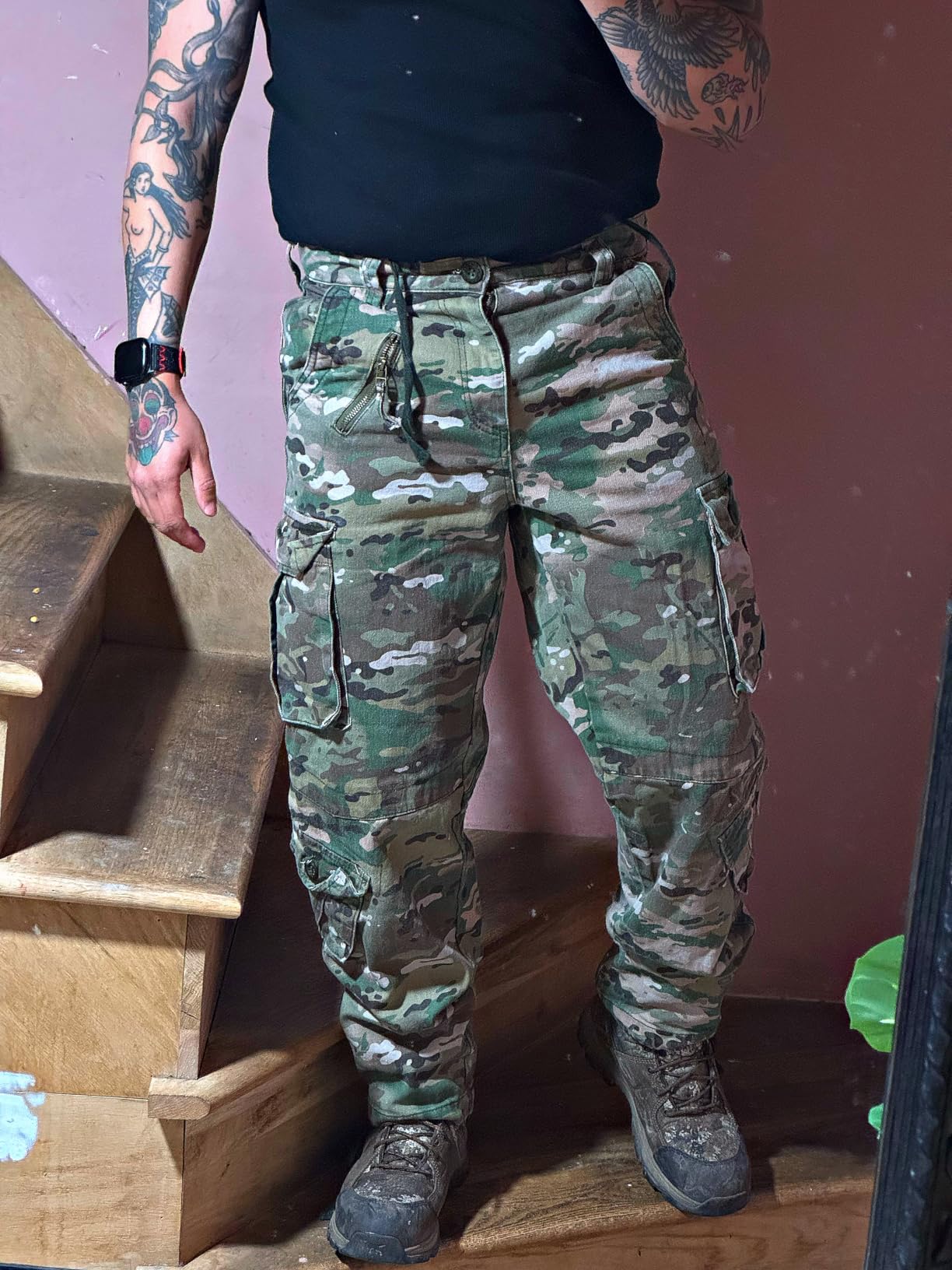 Men's Camo Cargo Work Pants Cotton Tactical Ripstop Casual Combat Pants with 8 Pockets customer photo 2