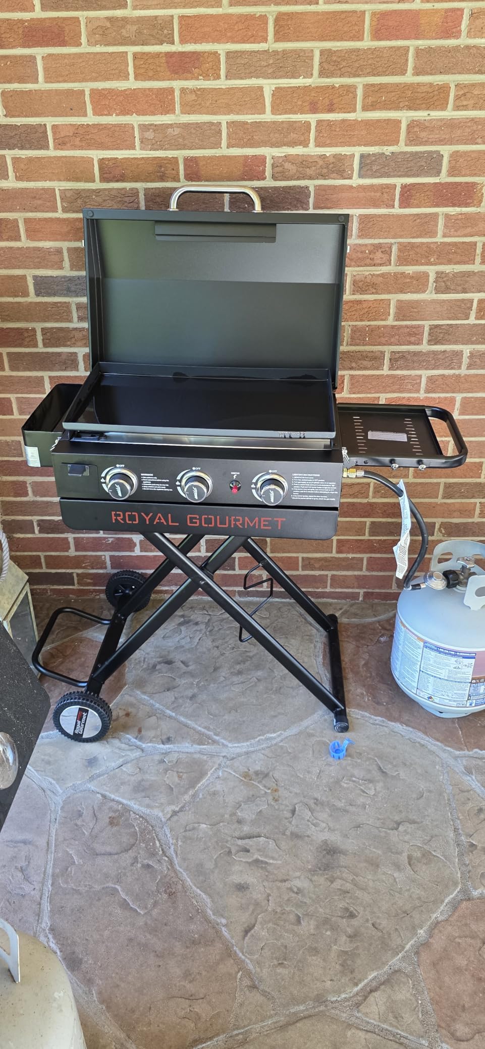 Royal Gourmet PD3001 3-Burnor Propane Gas Griddle with Collapsible Stand | 23-Inch Portable Griddle with Side Table | 25,500 BTU Output, 314 Sq.In. Cooking Area | for Camping Tailgating Backyard Patio customer photo 2