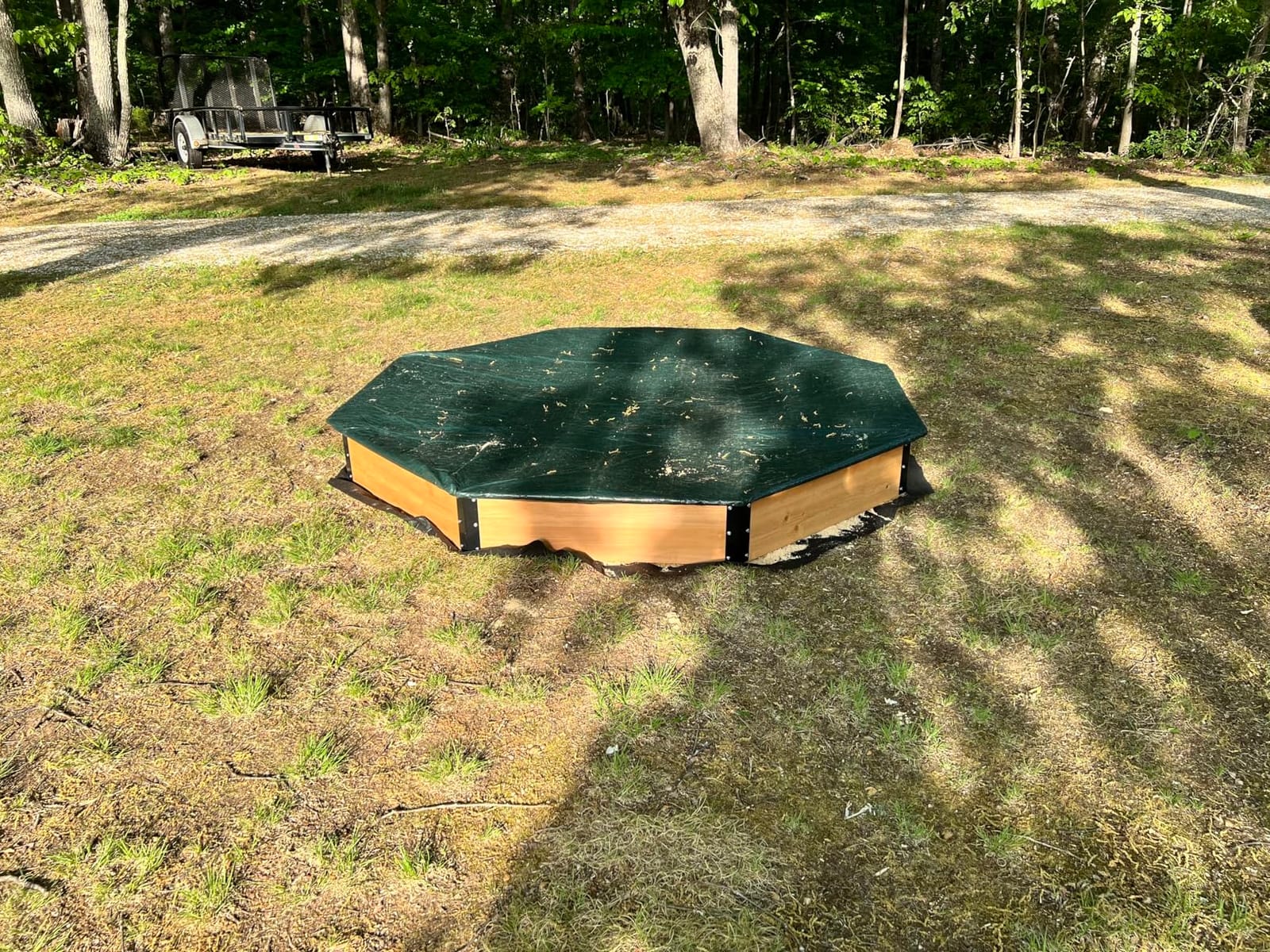 FUNTOK 85''x85''x9'' Octagon Sandbox for Kids, Large Natural Wooden Sandpit with 4 Benches, Bottom Liner, PVC Cover, 198 Lbs Weight Capacity, Sand Box for Backyard, Patio, Outdoor Play customer photo 1