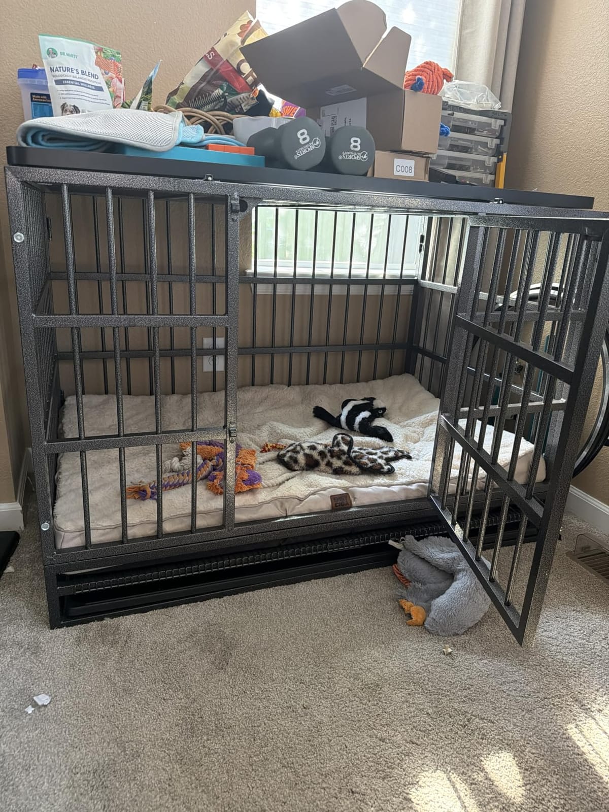 Oranland 48-Inch Heavy Duty Dog Crate for Large Dogs | Indestructible Dog Cage with Escape-Proof Lock, Double Doors, Secure Locks, Removable Wire Tray for High Anxiety Dogs customer photo 2