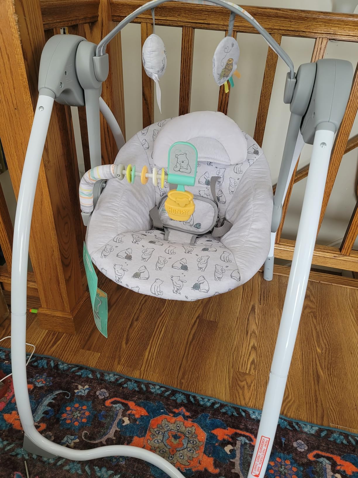Bright Starts Disney Baby Winnie The Pooh Milestone Swing, Classic Pals, Foldable Design with Toys & Melodies, Unisex, Newborn+ (6 20 lbs) customer photo 2