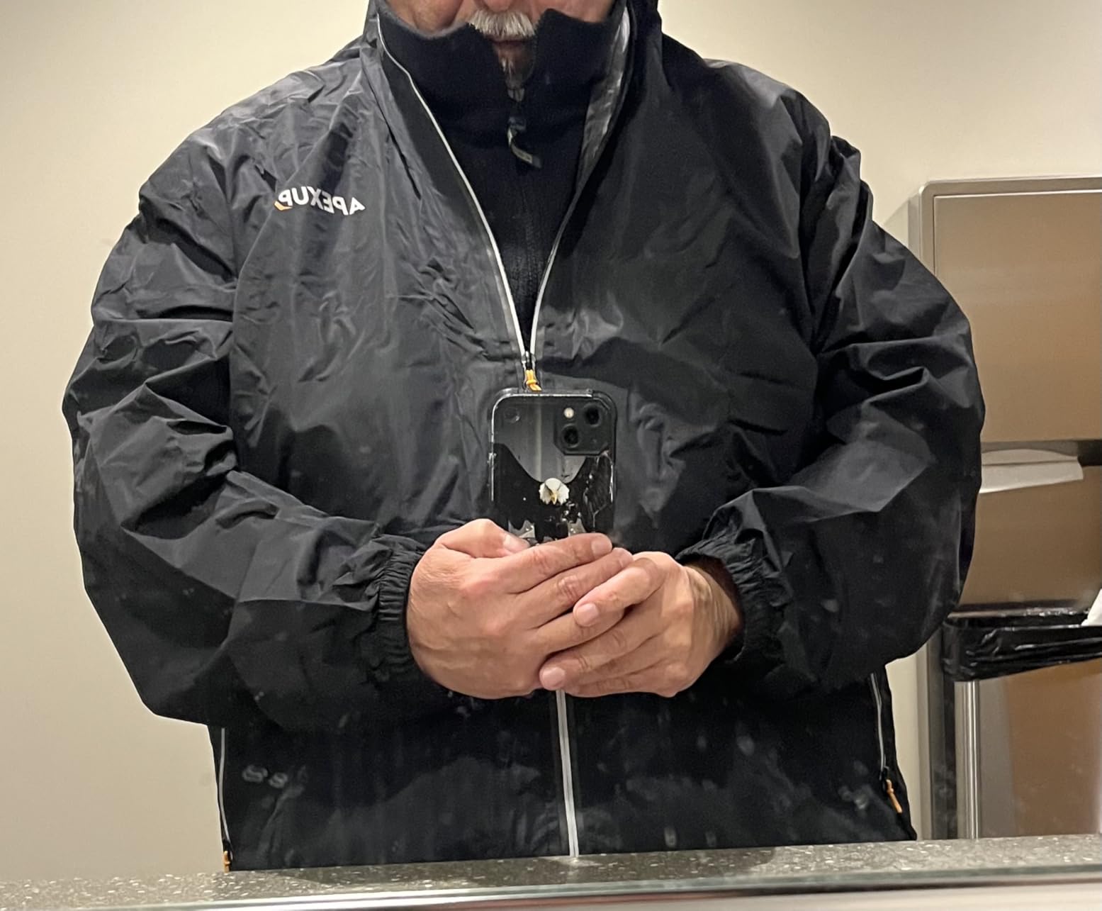 APEXUP Packable Rain Jacket Men with Reflective Zipper, Lightweight Waterproof Raincoat, Mens Rain Jacket for Outdoor Sports customer photo 1