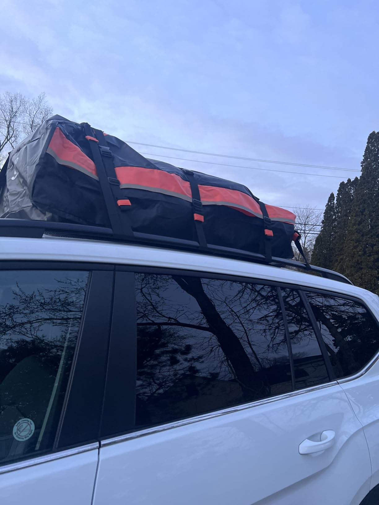 Sailnovo Car Rooftop Cargo Carrier 21 Cubic Feet Waterproof Soft Roof Bag | Heavy Duty 1000D PVC, Fit Vehicles with/without Rack, includes Anti-Slip Mat, 6 Door Hooks, 10 Reinforced Straps, Lock, for Trip customer photo 1