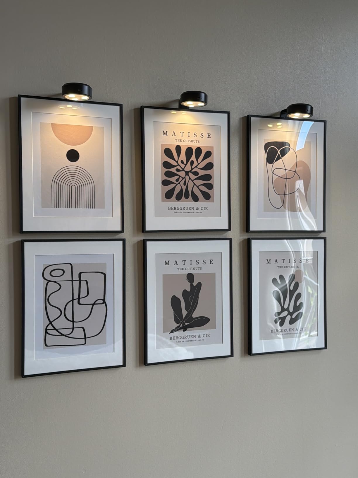 Framed Boho Black and White Brown Modern Abstract Wall Art for Living Room | Set of 6 Canvas Prints, Modern Artwork, Sun Geometric Pictures, Boho Paintings, Bedroom Office Bathroom Wall Decor 11x14 In customer photo 2