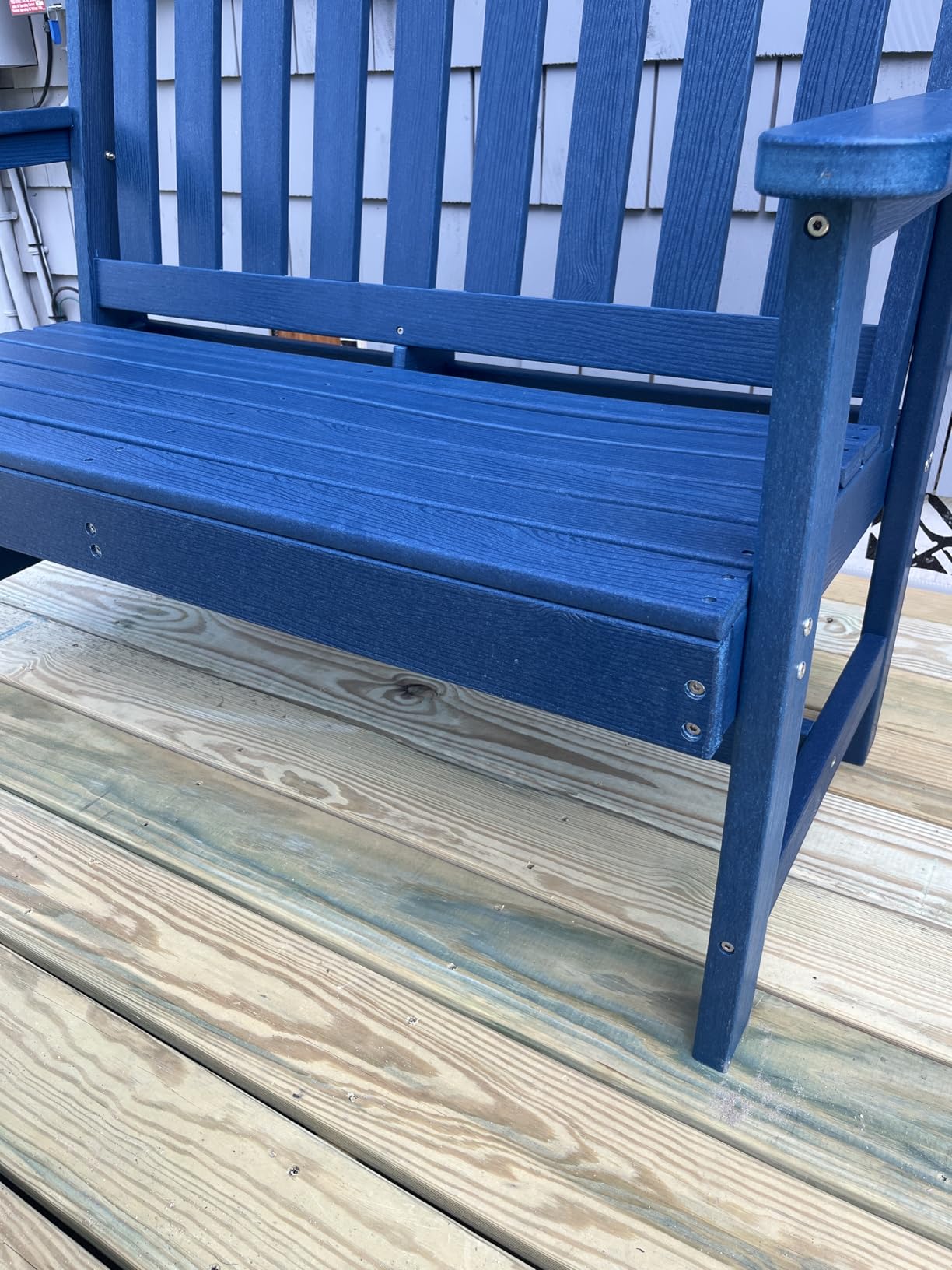 SERWALL HDPE Outdoor Bench, Weatherproof Porch Bench, 1 Pack, Navy, 660 lbs Weight Capacity, Suitable for 2 Person, HDPE Material for Outdoor Garden Park Use customer photo 2