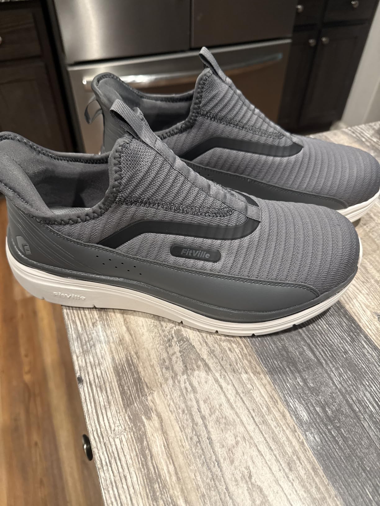 FitVille Men's Extra Wide Slip on Walking Shoes with Arch Support Men Slip on Sneakers for Foot Pain Relief-Stepease V2 customer photo 2
