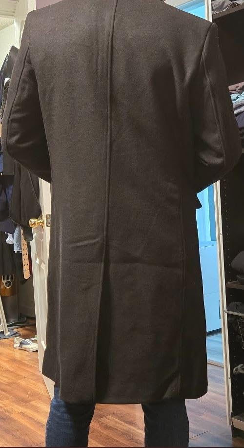 xxxiticat Men Winter Trench Coat Quilted Long Jacket Overcoat Wool Pea Coat customer photo 1