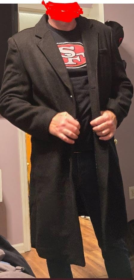 xxxiticat Men Winter Trench Coat Quilted Long Jacket Overcoat Wool Pea Coat customer photo 2