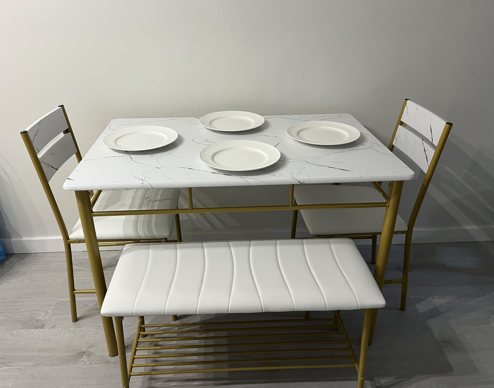 IRONCK Dining Table Set for 4, Kitchen Table and Chairs Set, Gray customer photo 2