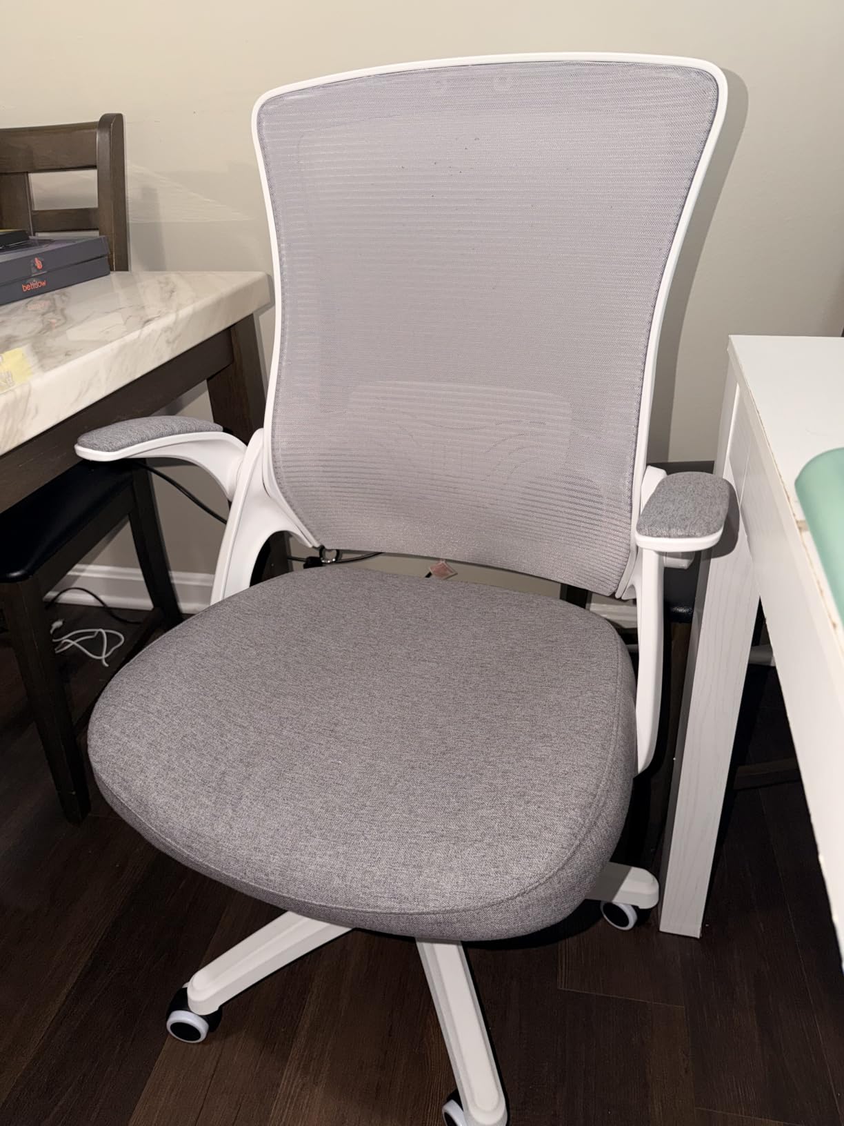 NEO CHAIR Office Desk Gaming Chair Computer High Back Mesh Seat with Rolling Wheels Ergonomic Adjustable Comfy Flip-up Armrests Lumbar Support Height for Home (Black) customer photo 2