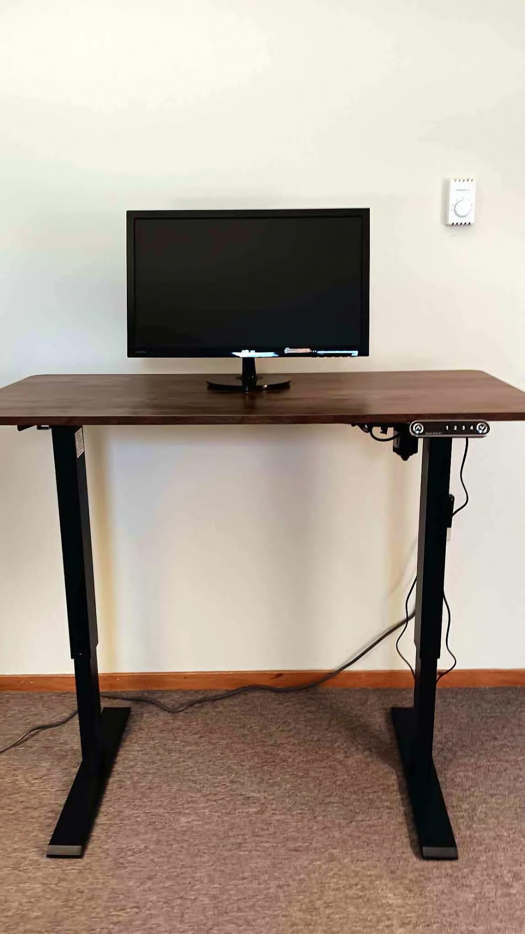 farexon Electric Standing Desk Adjustable Height, 71 x 28 Inch Sit Stand up Desk with Large Mouse Pad, Double Metal Hook, 4 Wheels, 4 Memory Preset Heights Home Office Computer Desk (Brown) customer photo 1