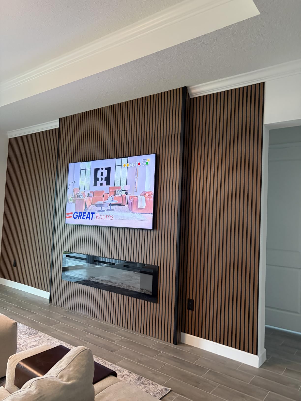 EUHOMY 50 Inch Electric Fireplace Wall Recessed and Wall Mounted with Adjustable Flame Color, Fireplace Heater with Remote Control, Linear Fireplace with Timer, Touch Screen, Log & Crystal, 750/1500W | Adjustable Flame Color, Remote Control, Timer, Touch Screen, Log and Crystal, 750W/1500W Fireplace Heater customer photo 1