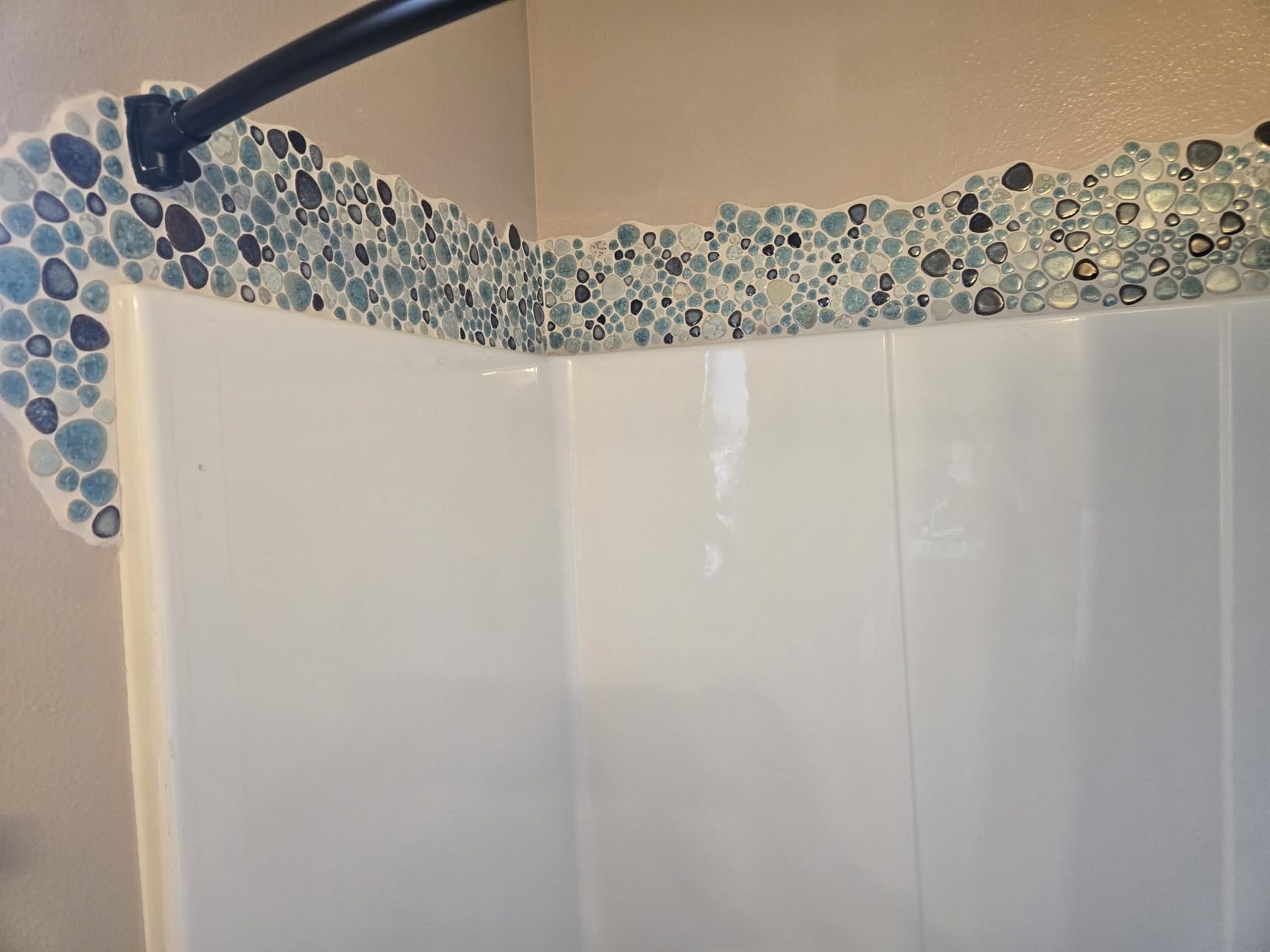 Hominter Ceramic Pebble Mosaic Tile, Aqua Cream Coffee, 5 Sq Ft | Crystal Glazed Porcelain, River Stone Look, 12