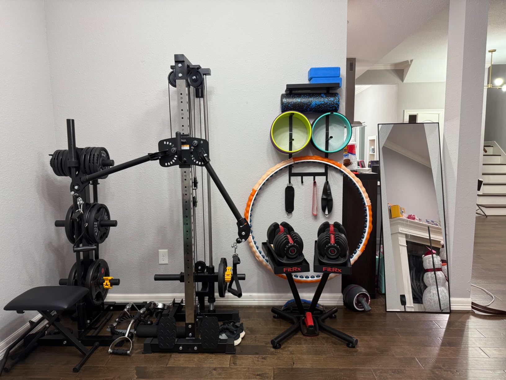 GMWD Cable Machine Home Gym, Wall Mounted Cable Machine with Dual Swivel Arms and 22 Adjustable Positions, All-in-One Cable Crossover Machine for Home Gym, Black customer photo 2