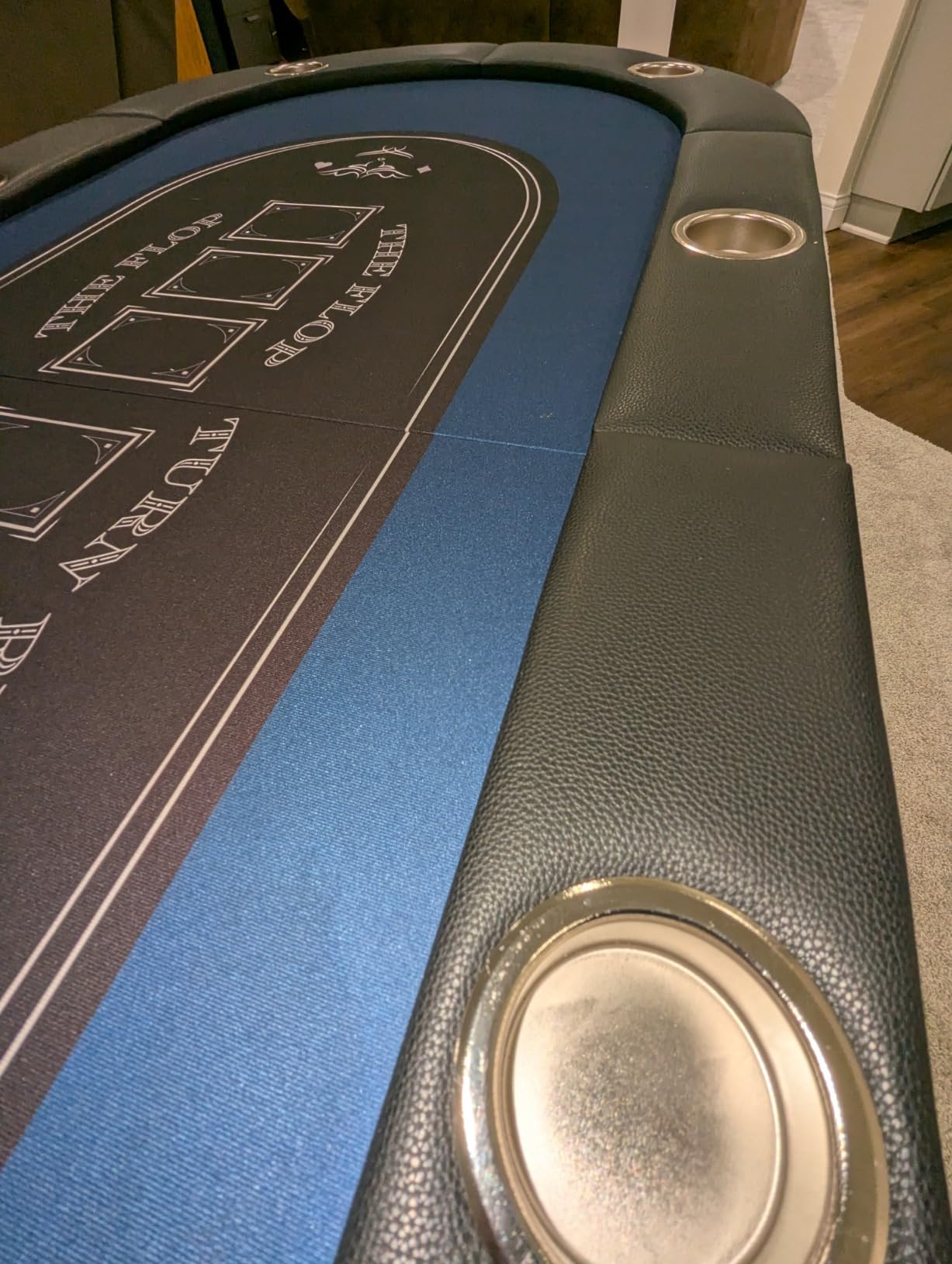 VEVOR 8 Player Poker Table Foldable, Portable Folding Card Board Game Table, Casino Leisure Table, Blackjack Texas Holdem Table with Padded Rails and Stainless Steel Cup Holders, Blue (72 in) customer photo 2
