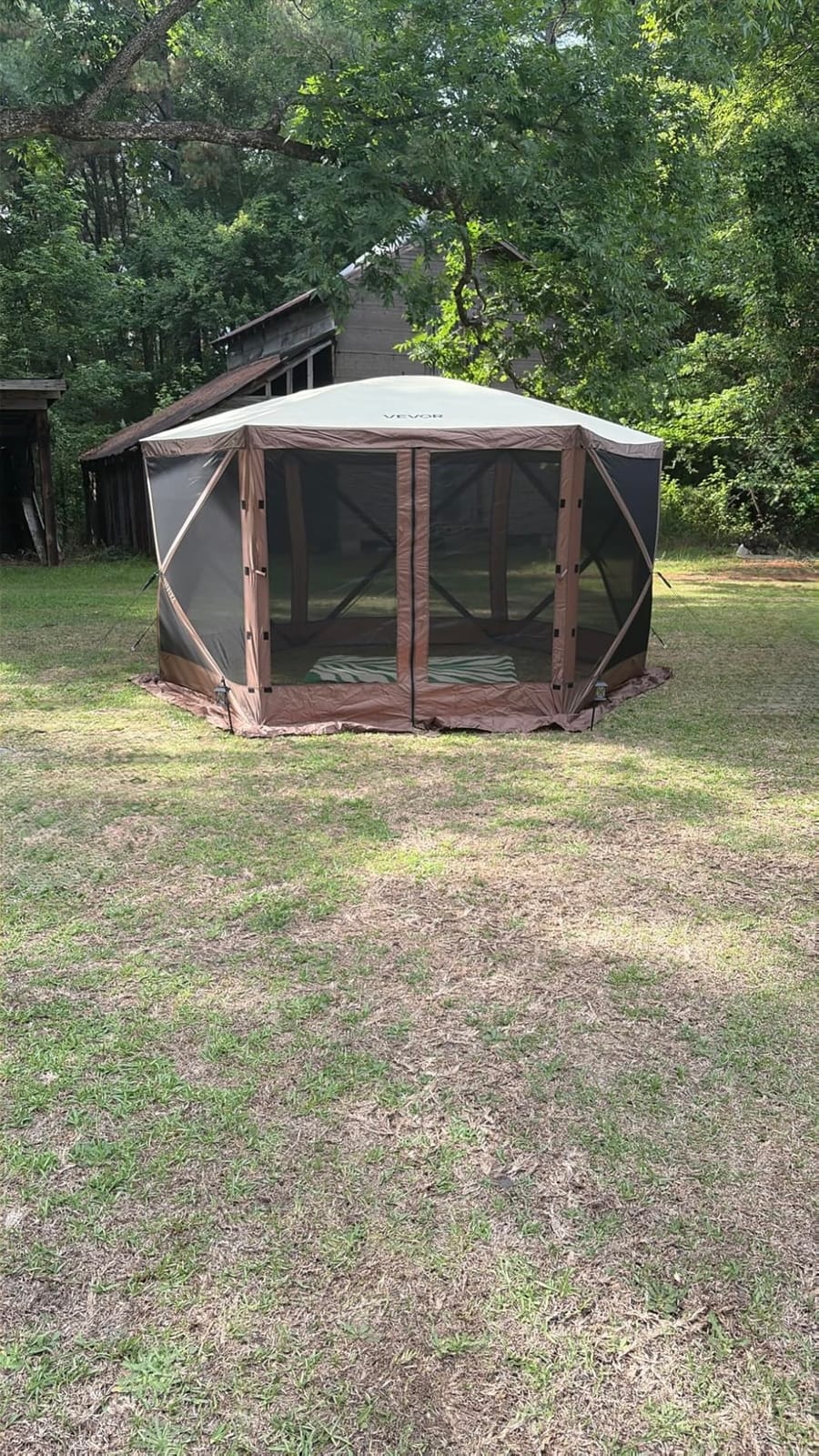 VEVOR 12x12ft Pop Up Gazebo Tent with Mosquito Netting, 6 Removable Wind Panels & 2 Mesh Windows, Outdoor Canopy Shelter for Patio, Army Green customer photo 2