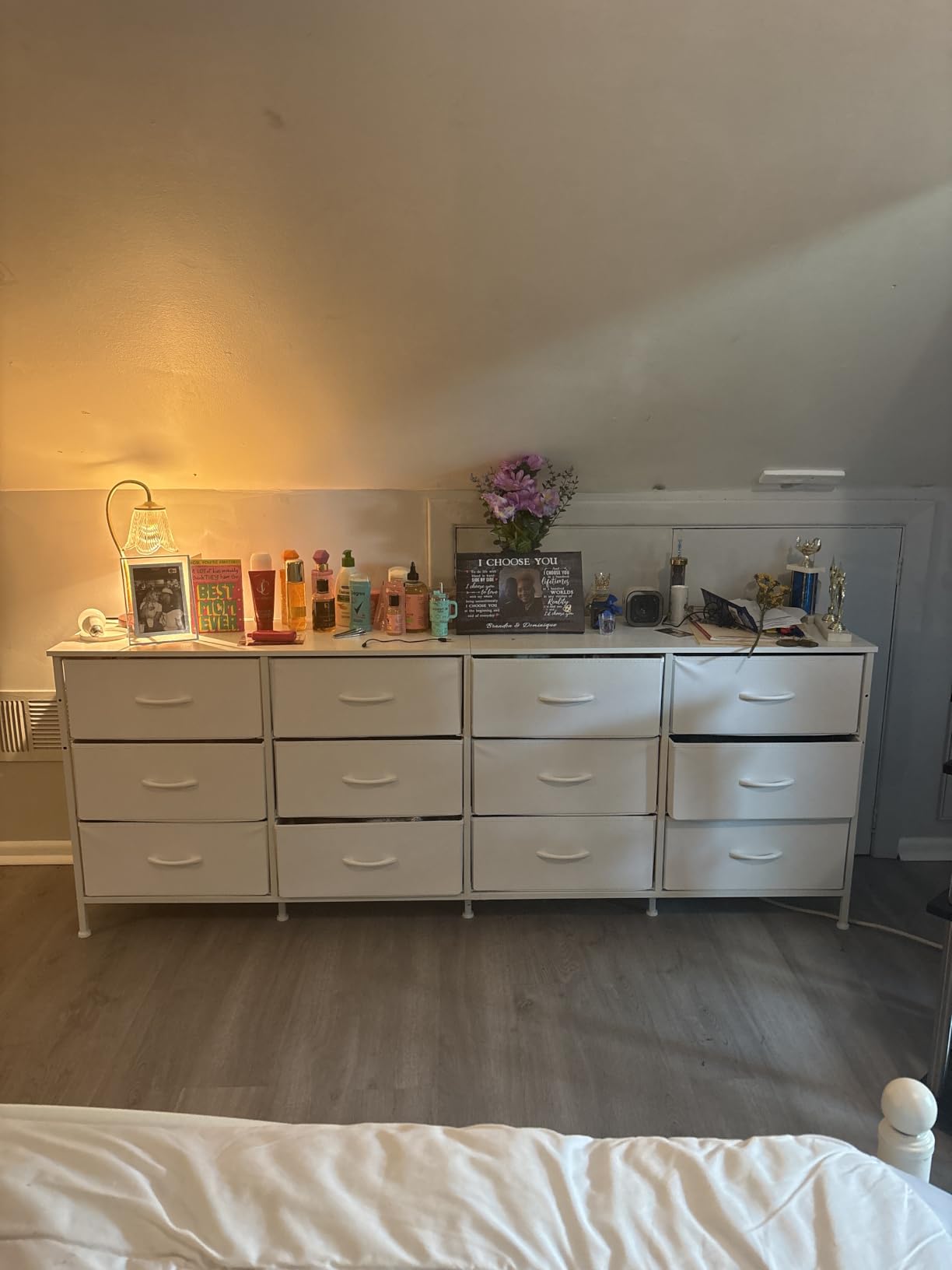 Huuger 70 Inch Dresser for Bedroom, TV Stand for 65, 75, 80 Inch TV, 12 Fabric Drawer Long Dresser, Large Entertainment Center for Bedroom, Wide Chest of Drawer with Storage, Rustic Brown customer photo 1