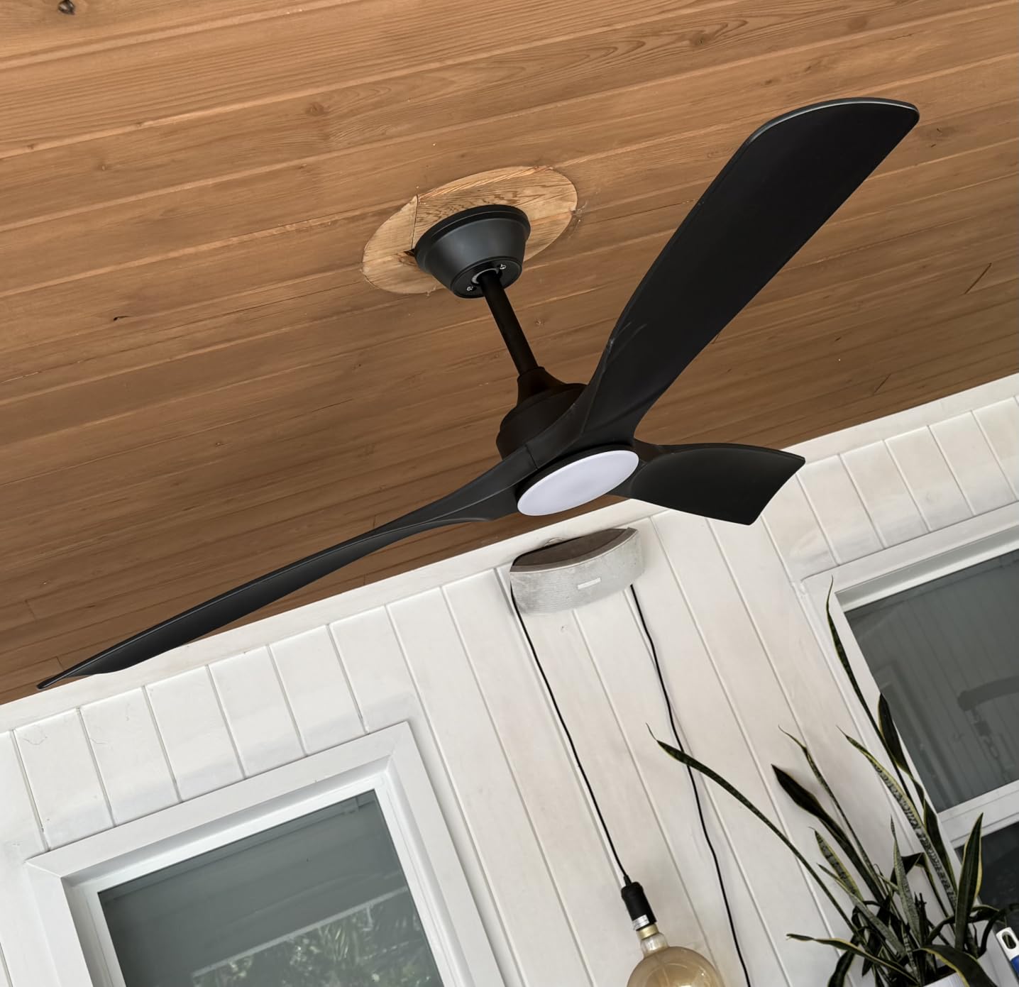 Depuley 52-Inch Ceiling Fan with Light: Black 3 Blade Outdoor Fans for Patios - Dimmable Indoor Fan with Remote Control Fandelier for Living Room Bedroom Porch Quiet Motor Reversible 6 Speed Timer customer photo 1