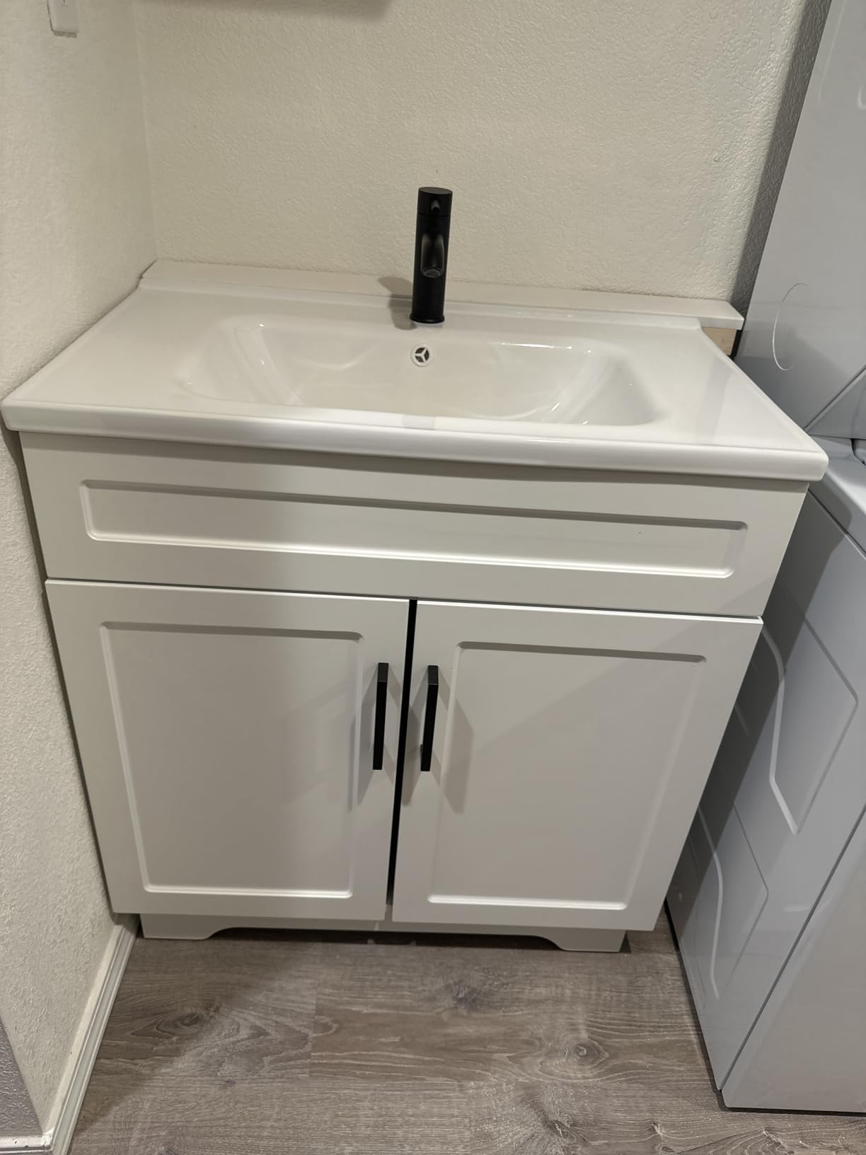 Ymise Bathroom Vanity with Sink, 24-Inch Bathroom Vanities Cabinet with Large Storage Space, Wooden Bathroom Sink Cabinet, White customer photo 2